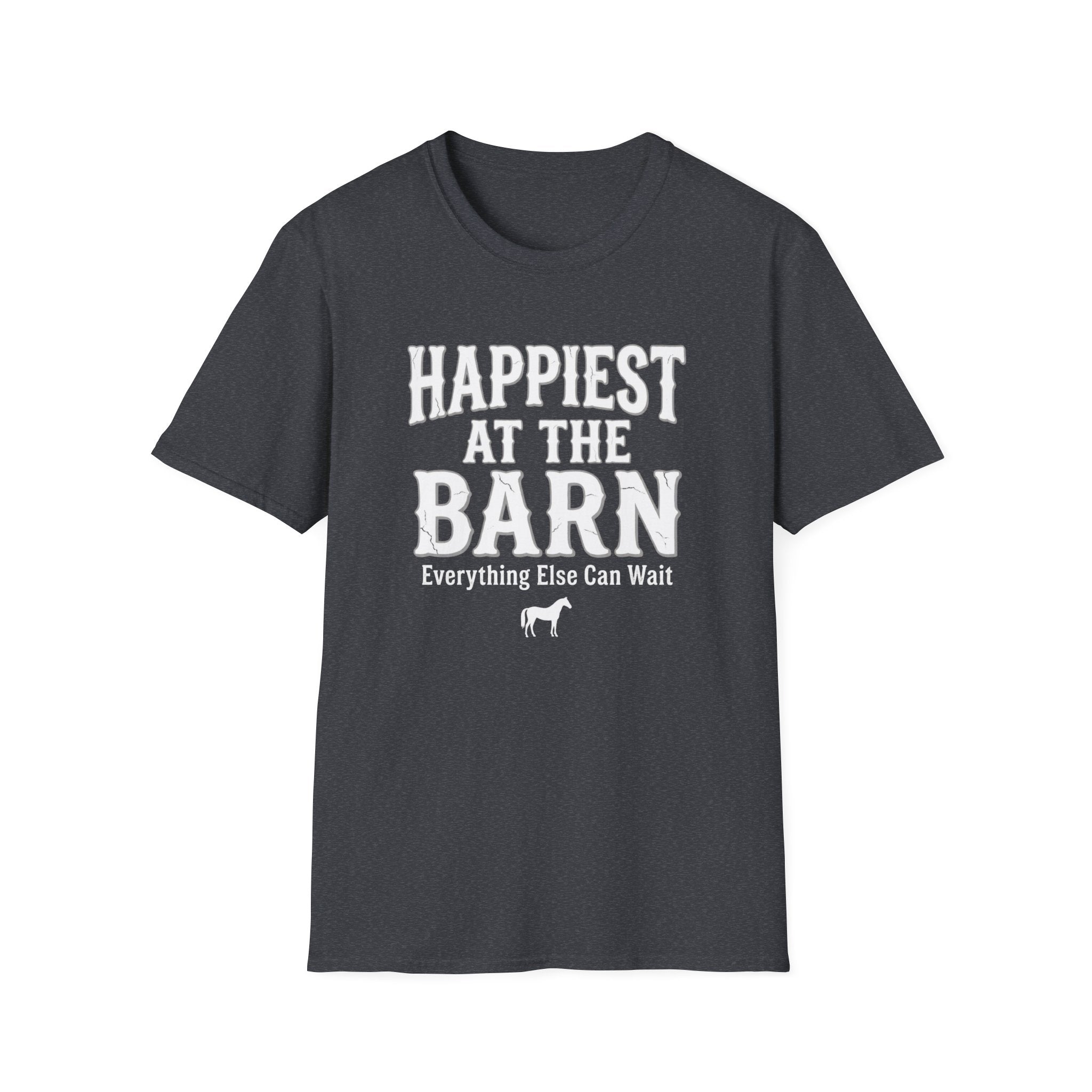 Happiest at the Barn T-Shirt — Rustic Farm Life Tee for Animal Lovers