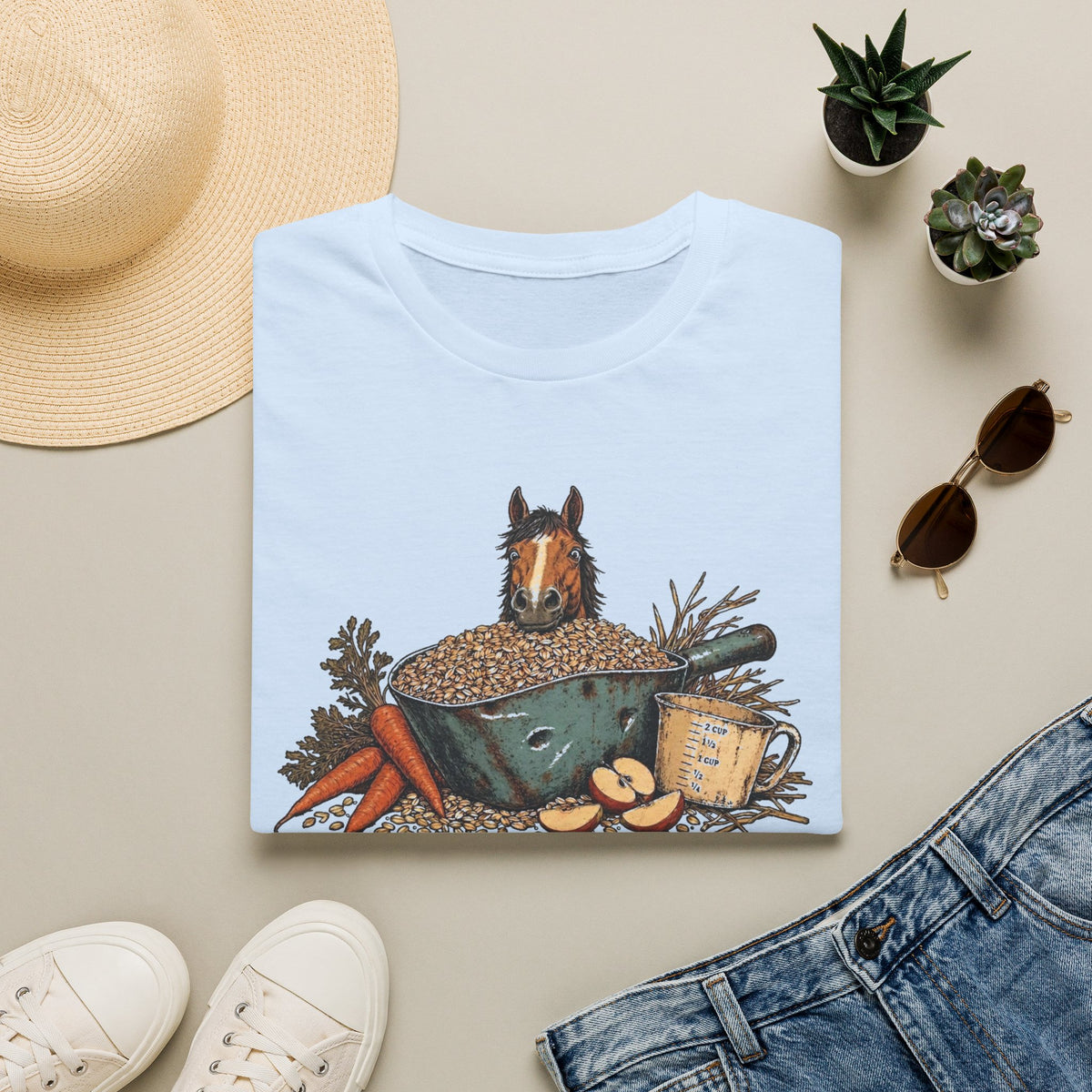Portion Control Horse T-Shirt — Funny Equine Feeding Graphic Tee