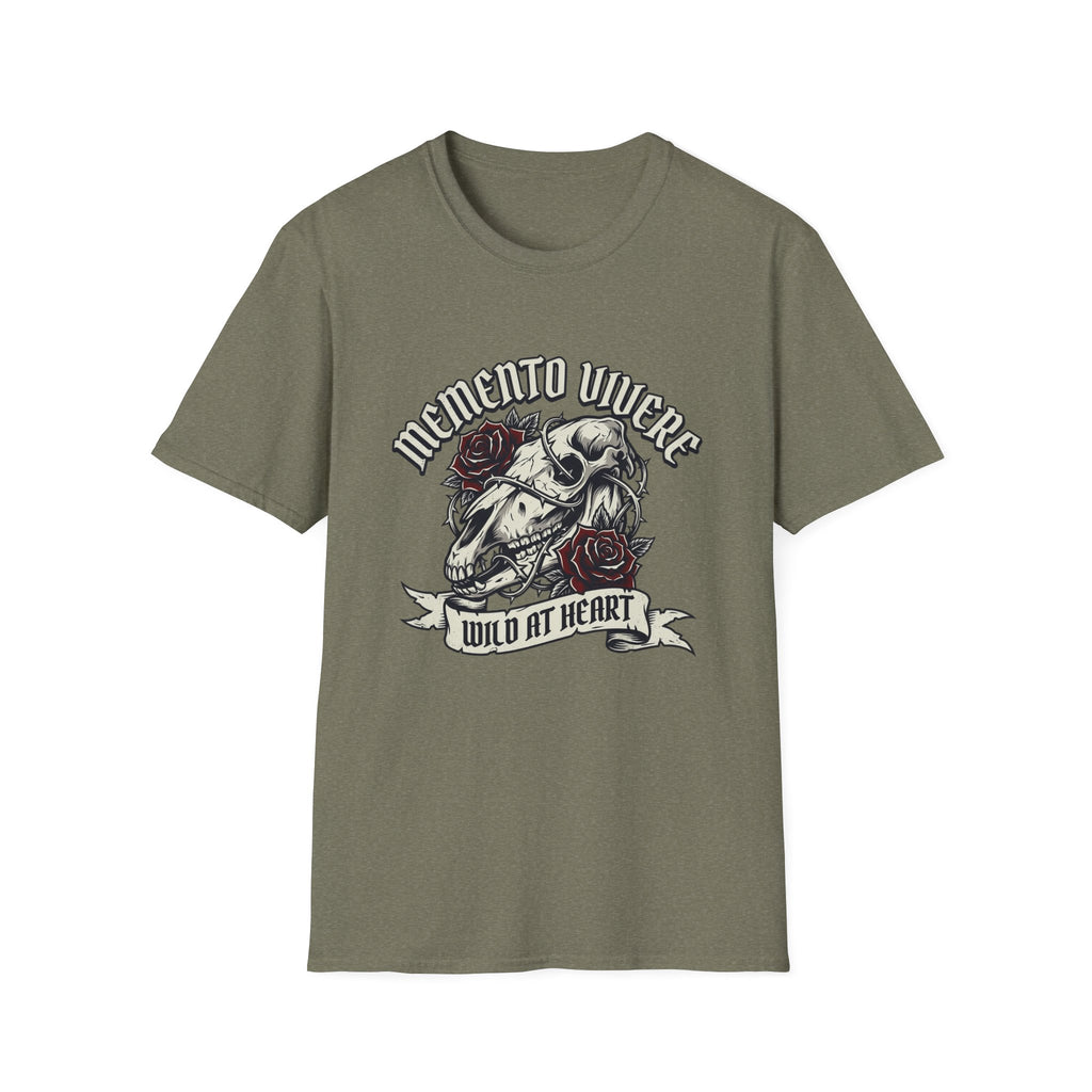 Memento Vivere Skull & Roses T-Shirt — "Wild at Heart" Graphic Tee