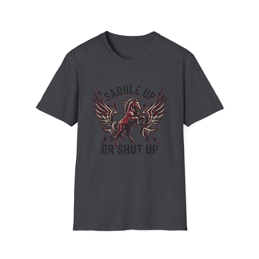Saddle Up or Shut Up T-Shirt — Winged Horse Equestrian Graphic Tee