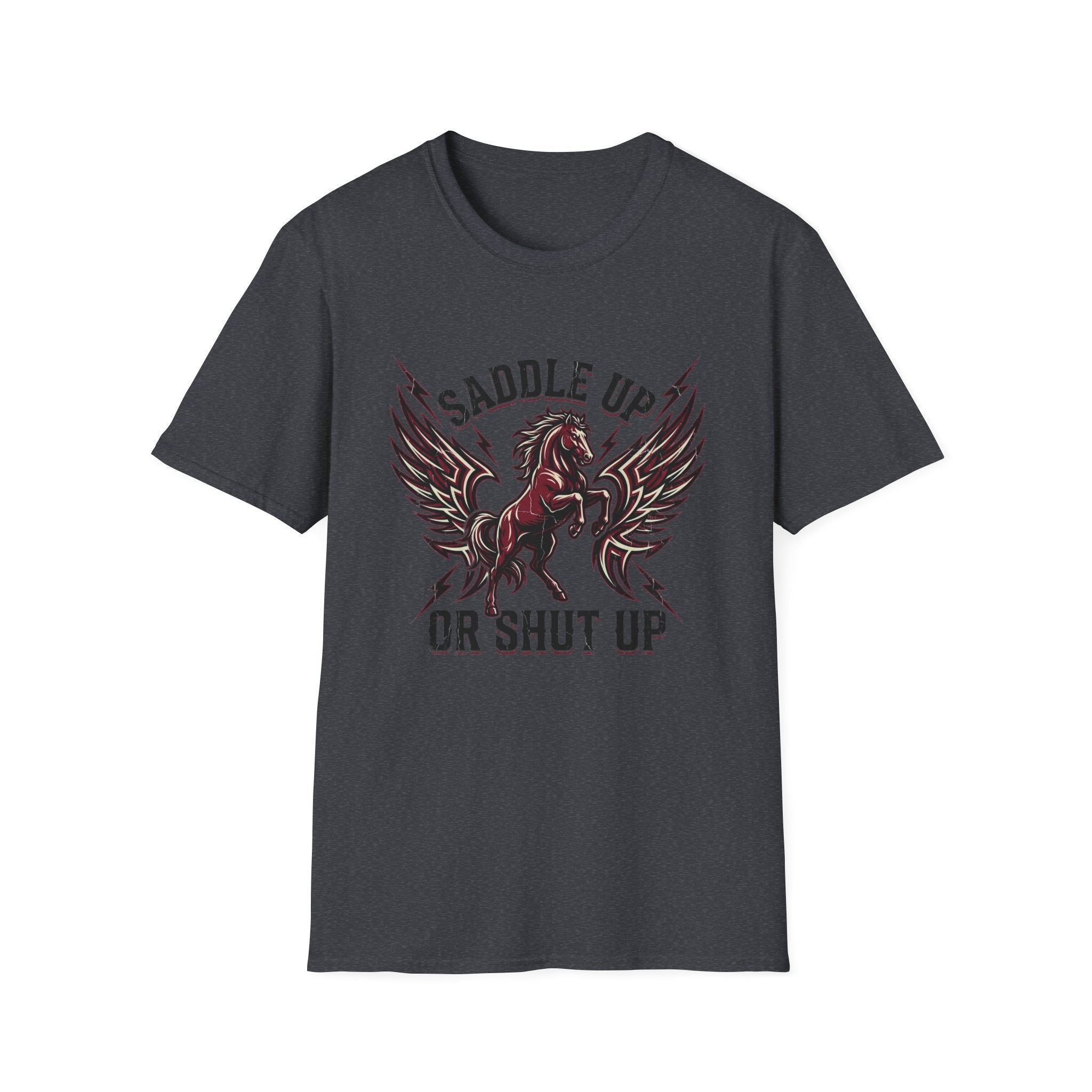 Saddle Up or Shut Up T-Shirt — Winged Horse Equestrian Graphic Tee