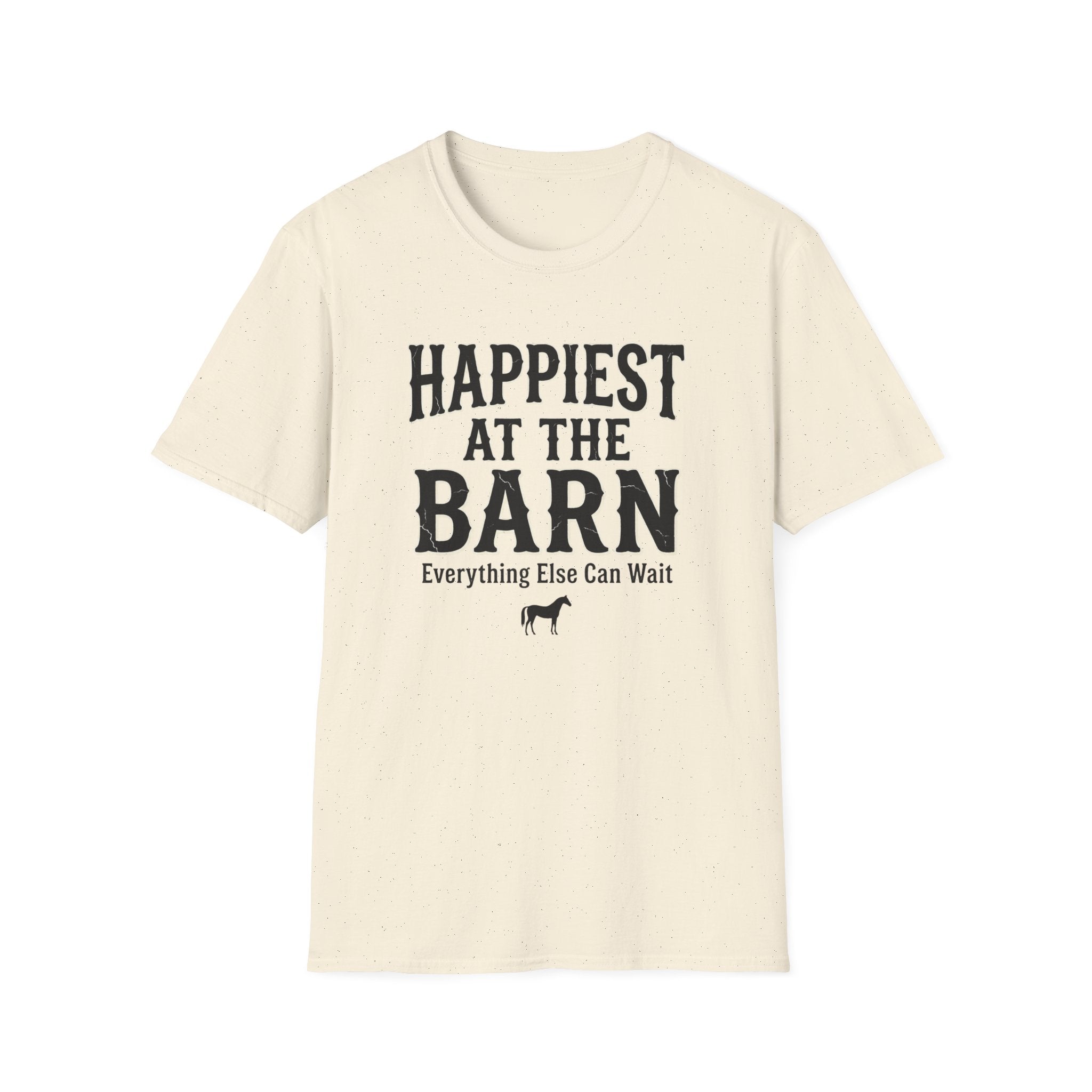 Happiest at the Barn T-Shirt — Rustic Farm Life Tee for Animal Lovers