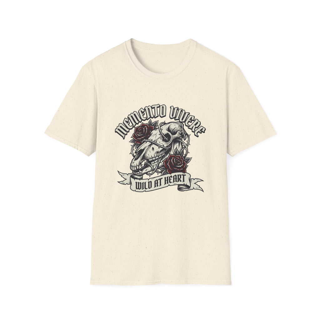Memento Vivere Skull & Roses T-Shirt — "Wild at Heart" Graphic Tee