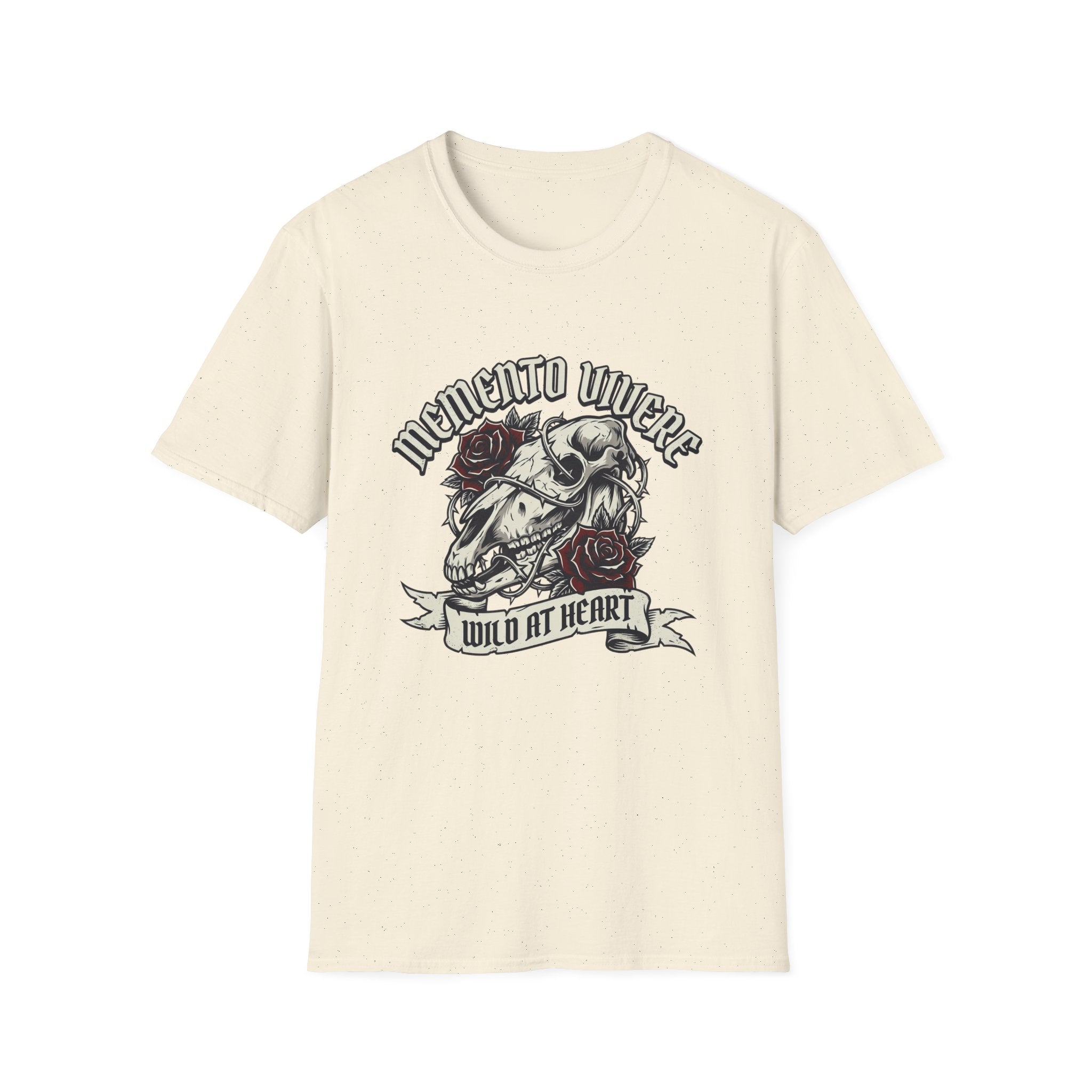 Memento Vivere Skull & Roses T-Shirt — "Wild at Heart" Graphic Tee