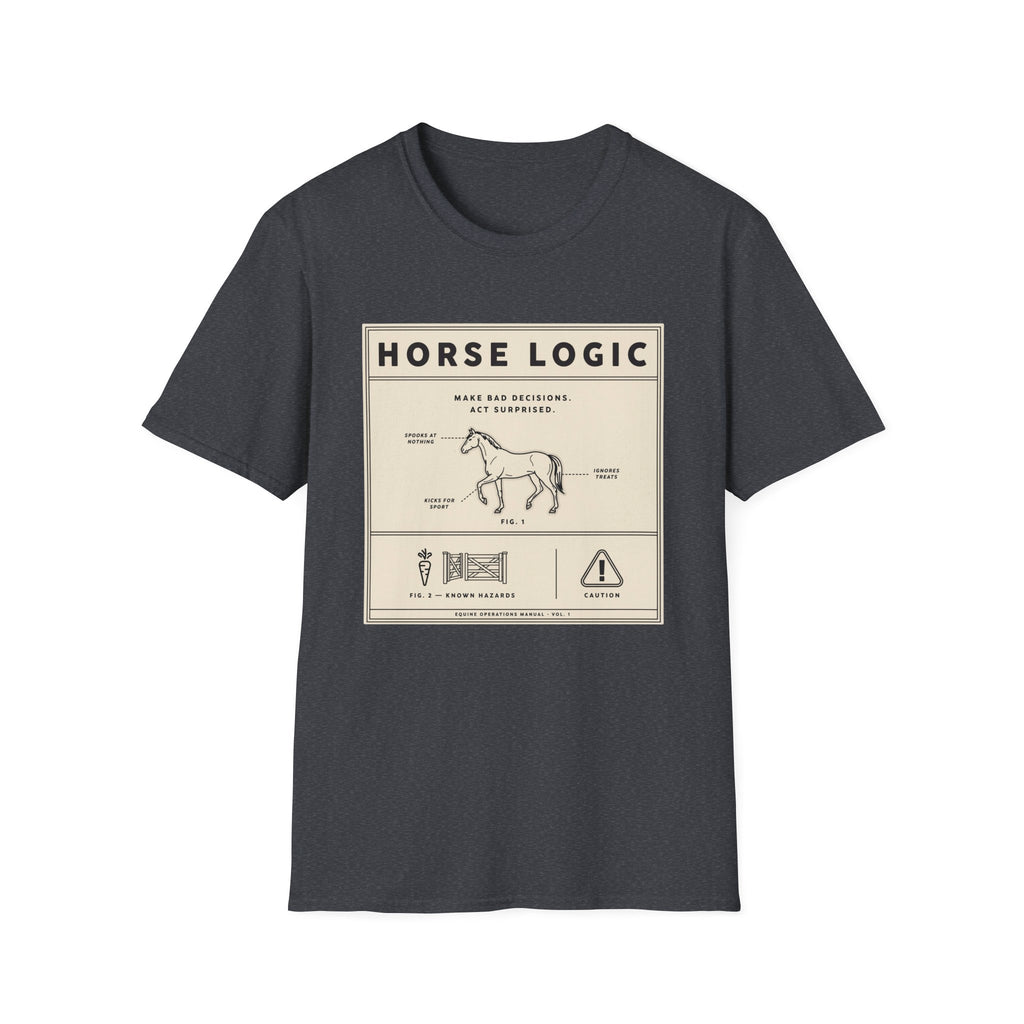 Horse Logic T-Shirt — Vintage Equestrian Diagram Tee (“Make Bad Decisions. Act Surprised.”)