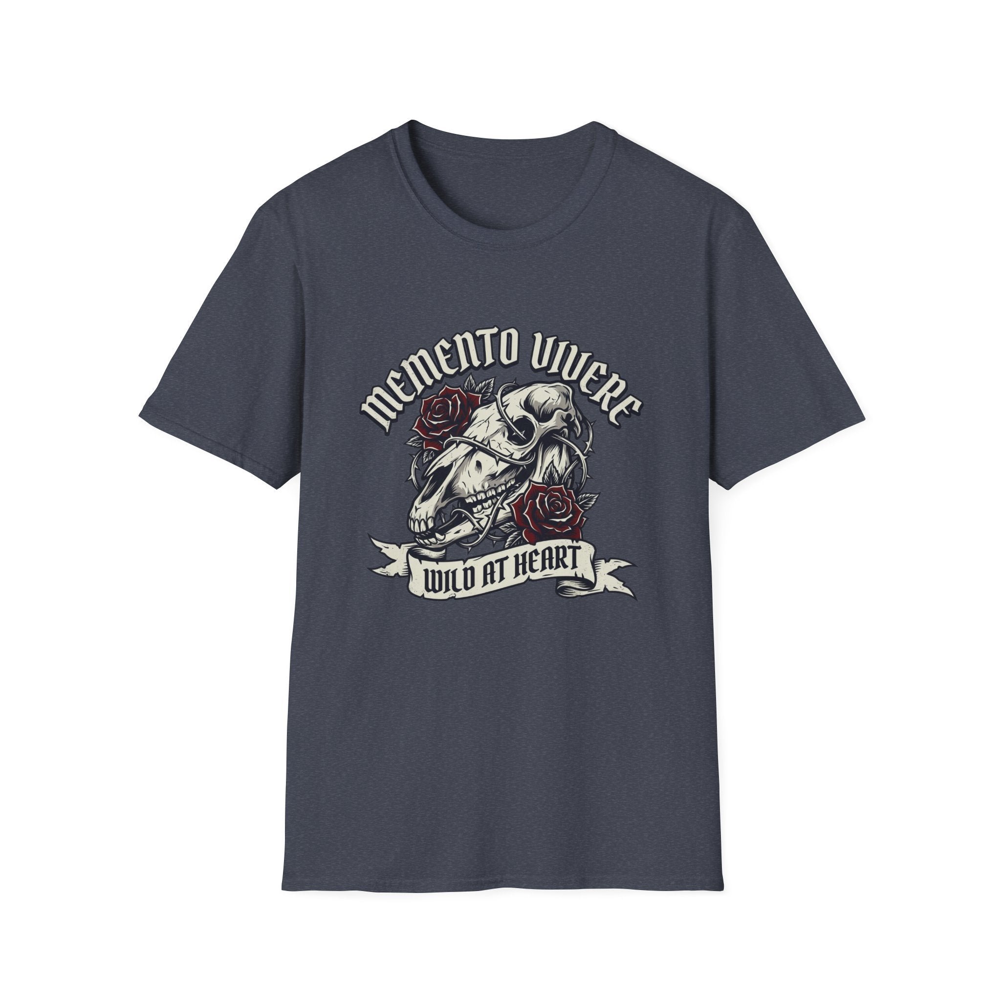 Memento Vivere Skull & Roses T-Shirt — "Wild at Heart" Graphic Tee