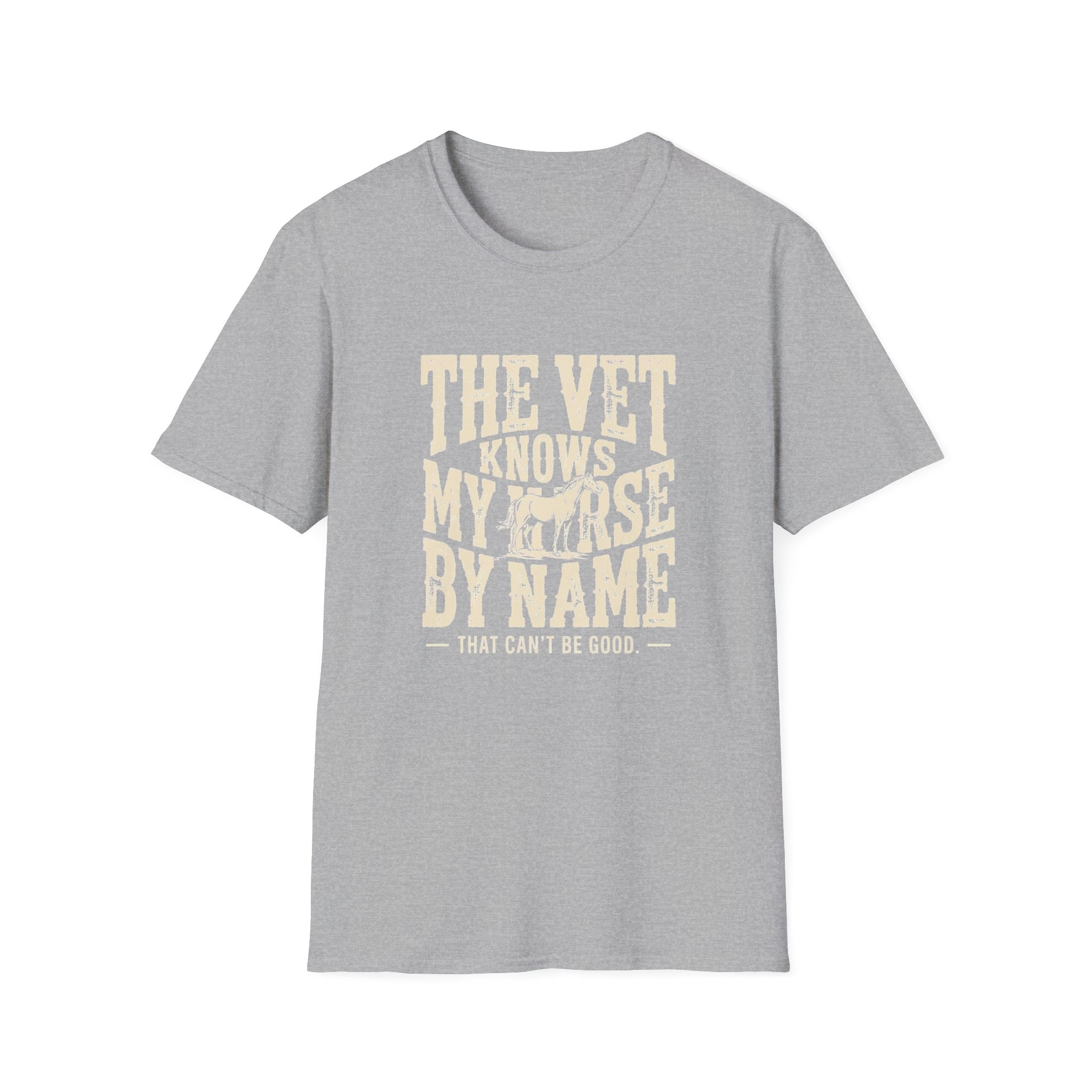 Horse Lover T-Shirt — “The Vet Knows My Horse By Name” Vintage Equine Tee