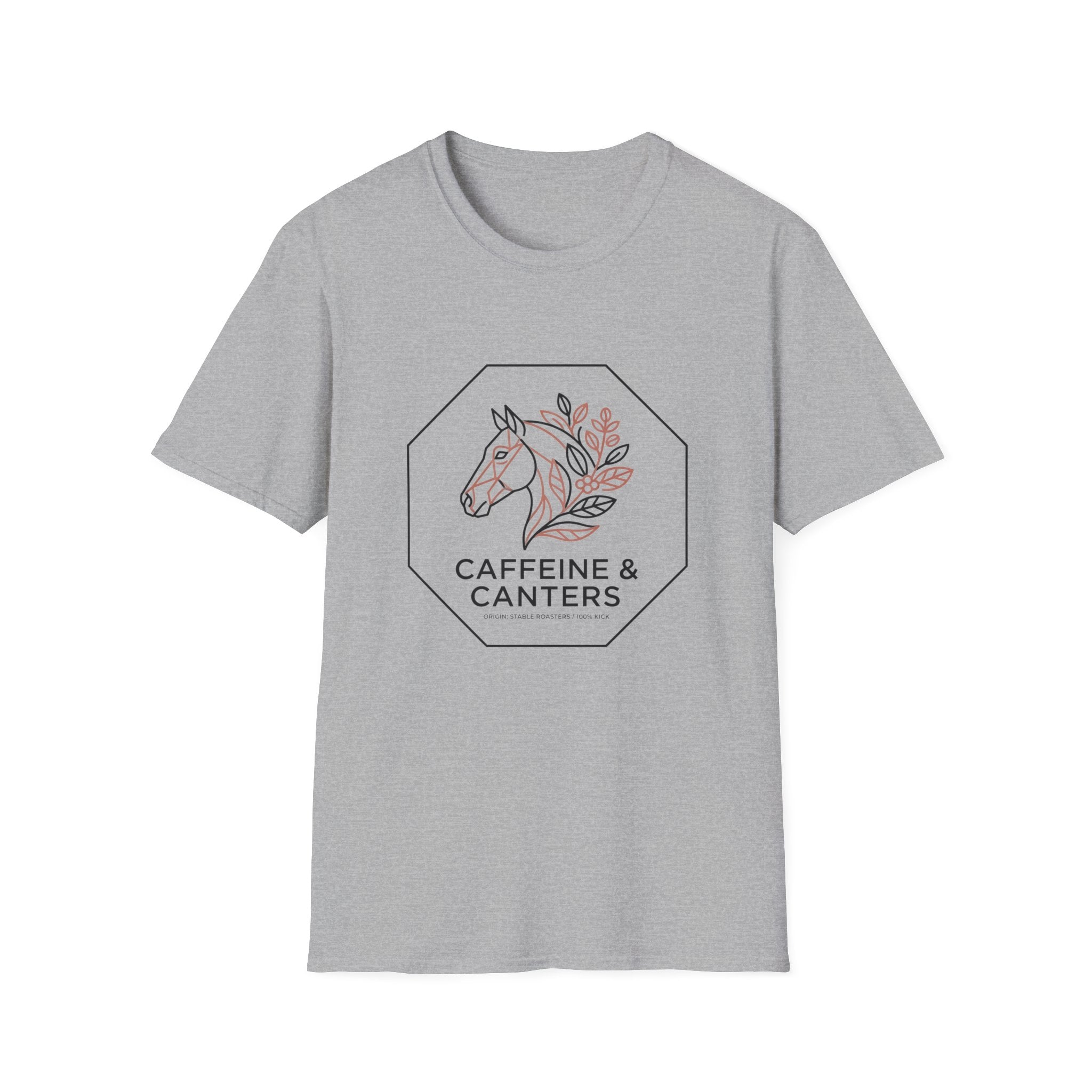 Caffeine & Canters Horse T-Shirt — Floral Equestrian Graphic Tee