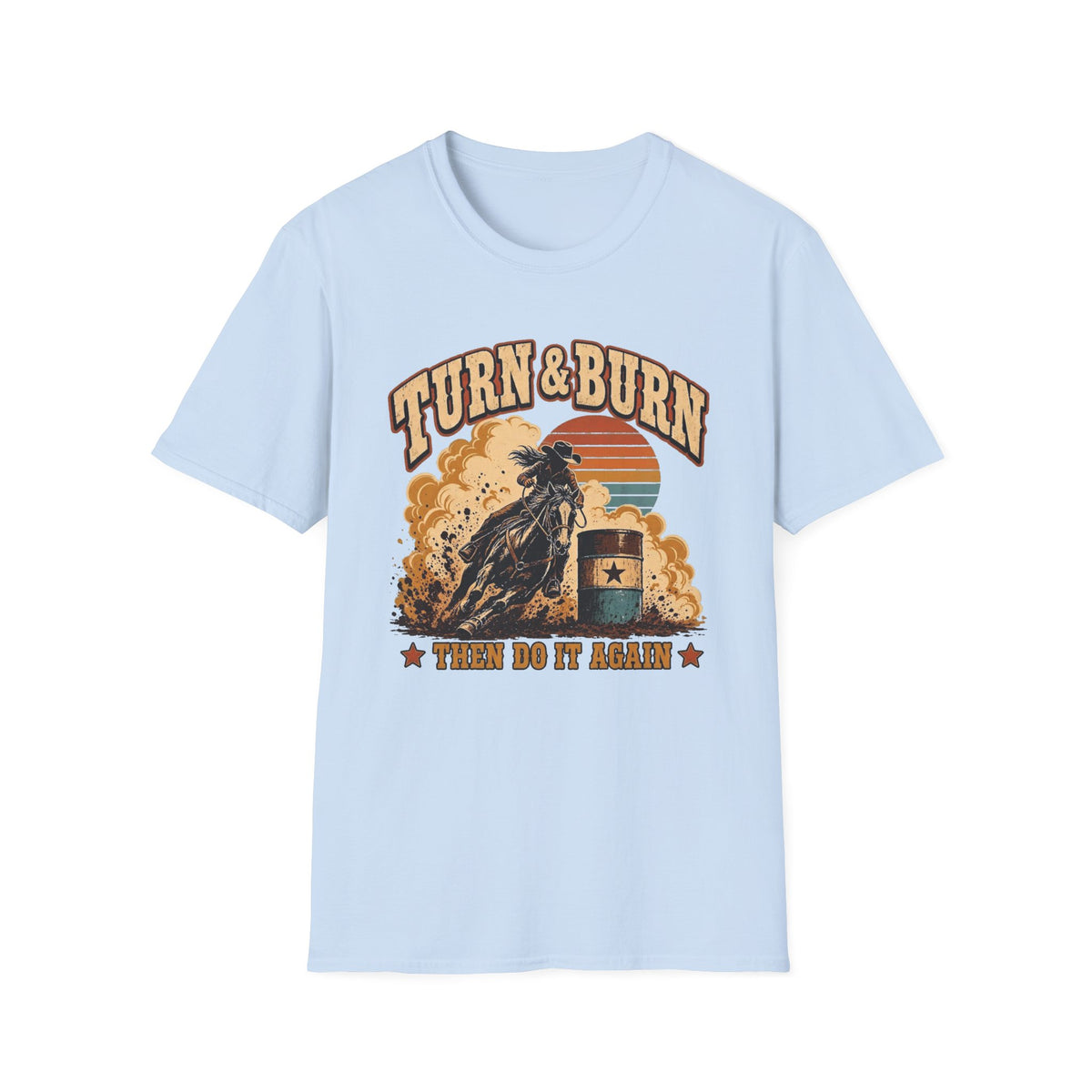 Turn & Burn Motorcycle T-Shirt — Vintage Rider Sunset Tee