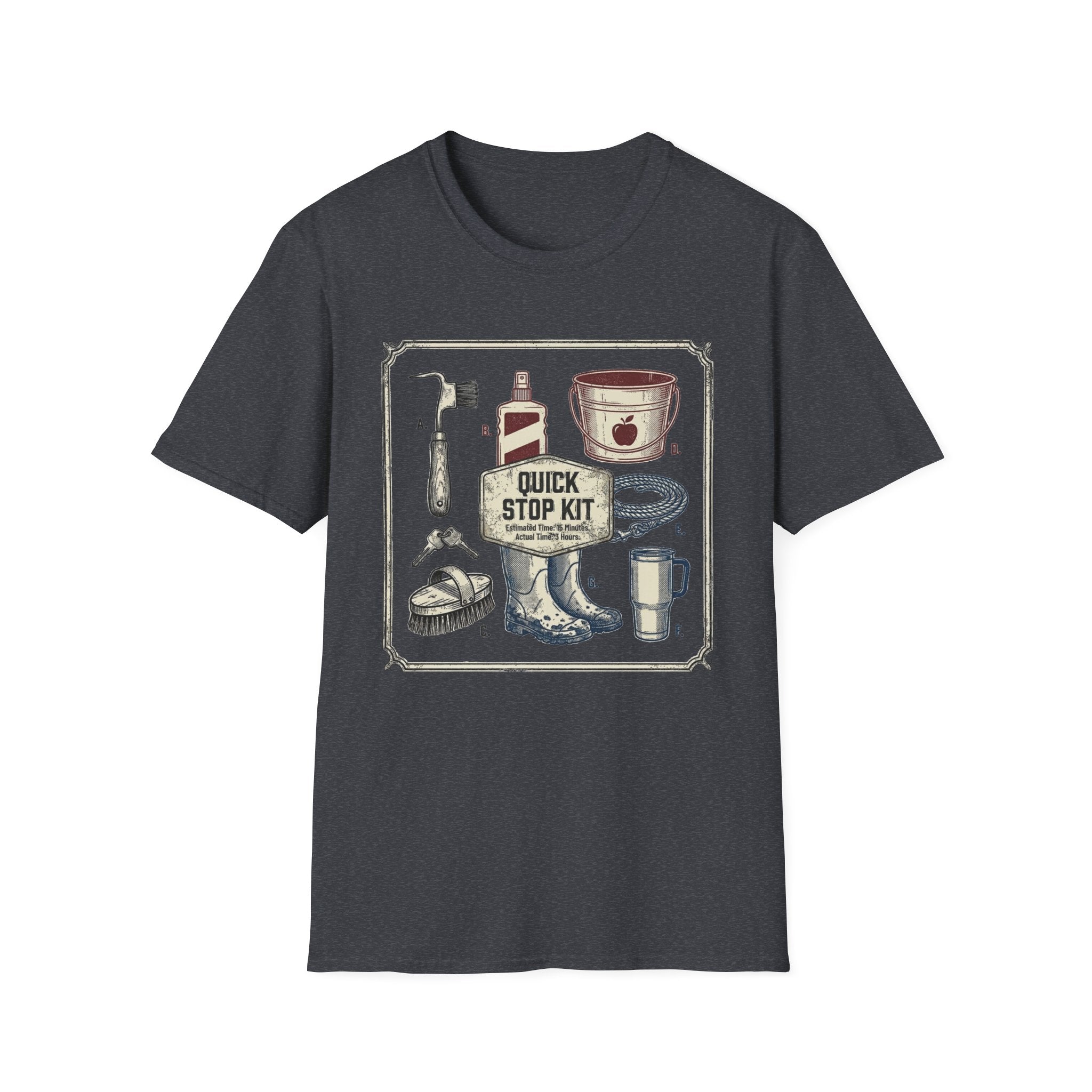 Quick Stop Kit T-Shirt — Vintage Roadside Emergency Illustration