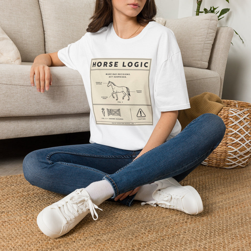 Horse Logic T-Shirt — Vintage Equestrian Diagram Tee (“Make Bad Decisions. Act Surprised.”)
