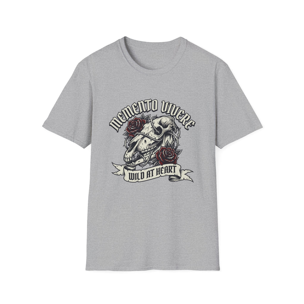 Memento Vivere Skull & Roses T-Shirt — "Wild at Heart" Graphic Tee