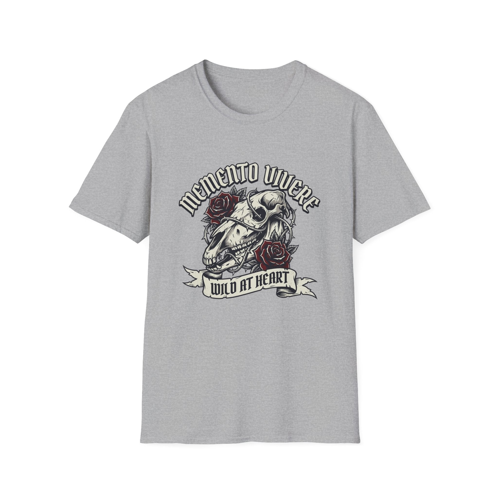 Memento Vivere Skull & Roses T-Shirt — "Wild at Heart" Graphic Tee