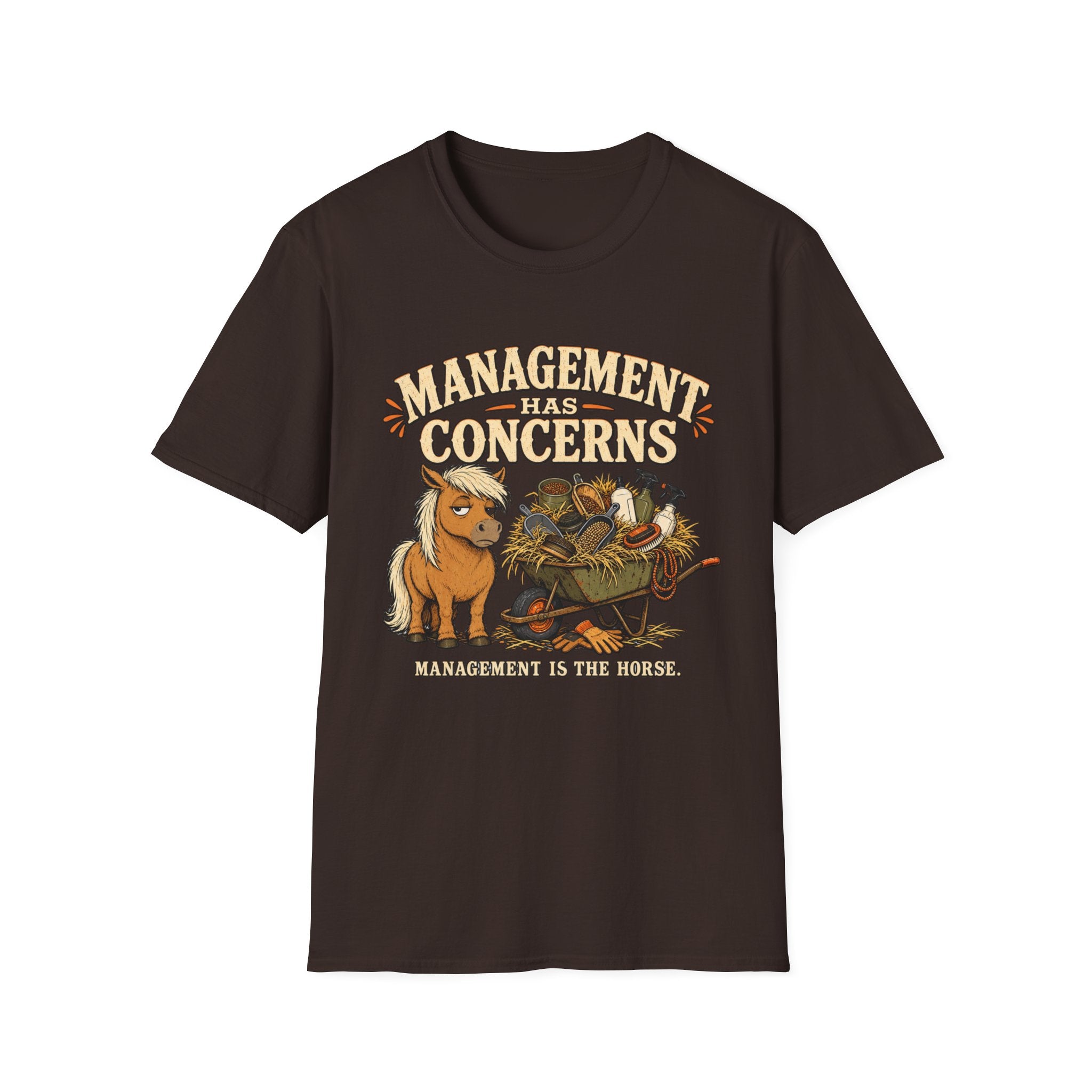 Management Has Concerns T-Shirt — Funny Horse Stable Humor Tee