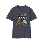 Ride Fast Die Wild T-Shirt — Vintage Biker Lightning Stars Tee