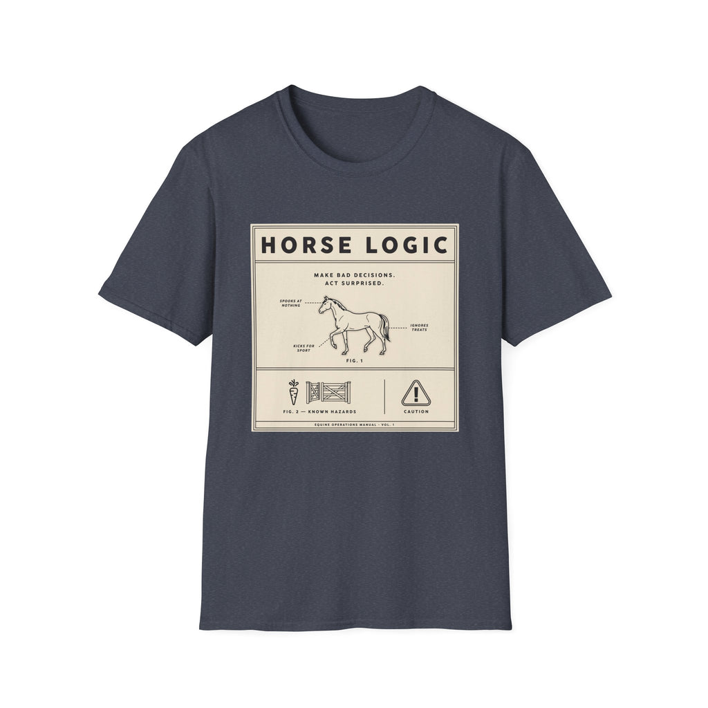 Horse Logic T-Shirt — Vintage Equestrian Diagram Tee (“Make Bad Decisions. Act Surprised.”)