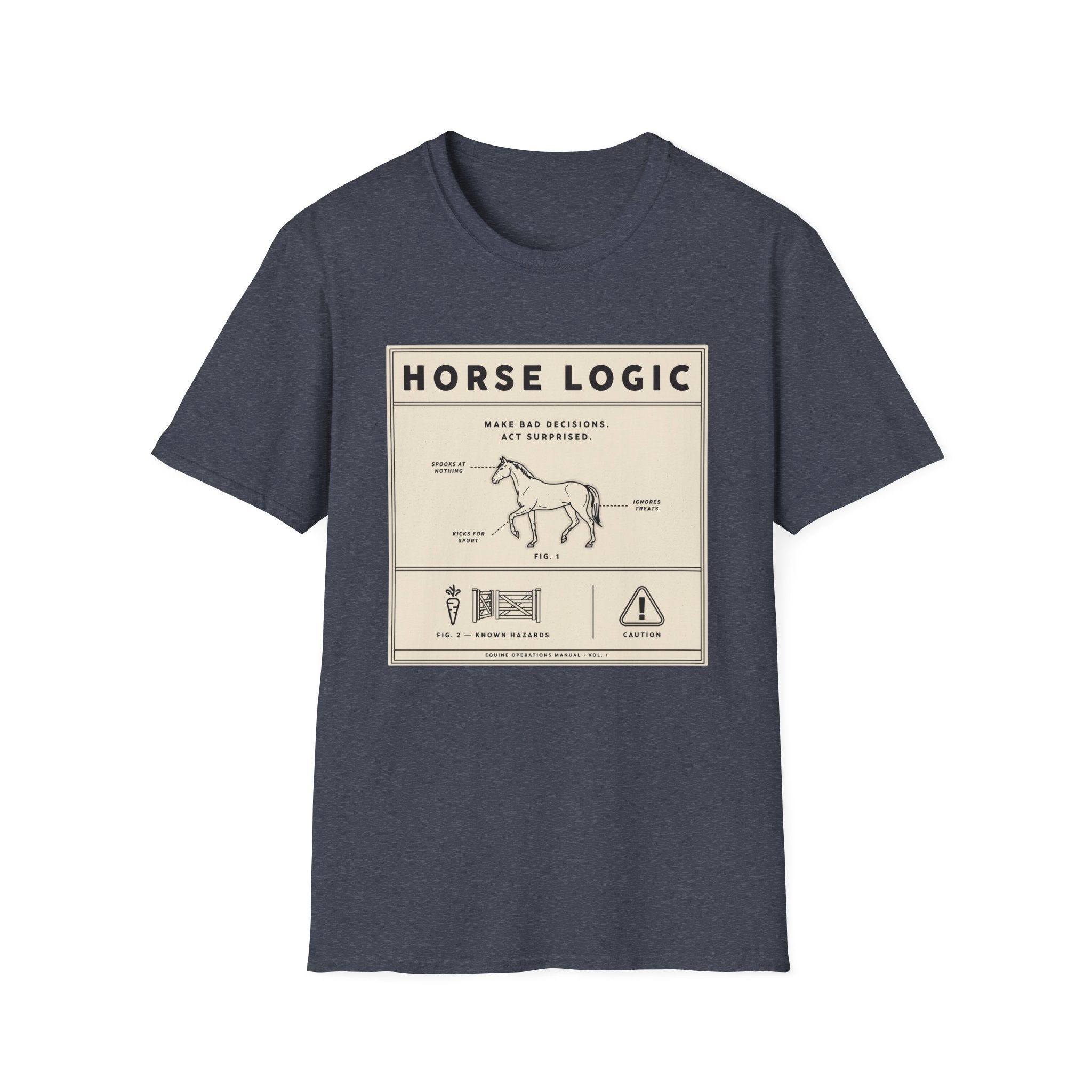 Horse Logic T-Shirt — Vintage Equestrian Diagram Tee (“Make Bad Decisions. Act Surprised.”)