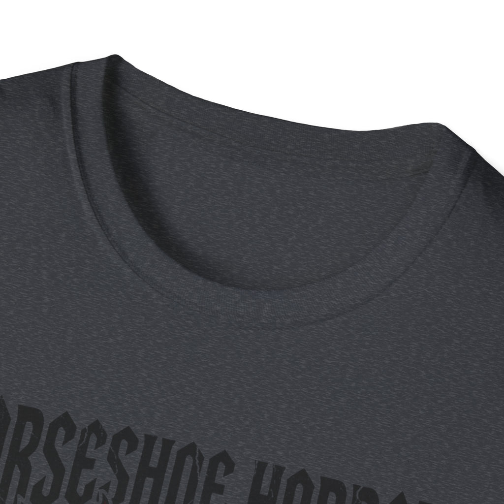 Horseshoe Horror Skull Tee - Gothic Flame Ram Skull Graphic T-Shirt