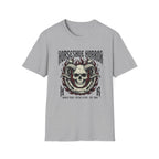Horseshoe Horror Skull Tee - Gothic Flame Ram Skull Graphic T-Shirt