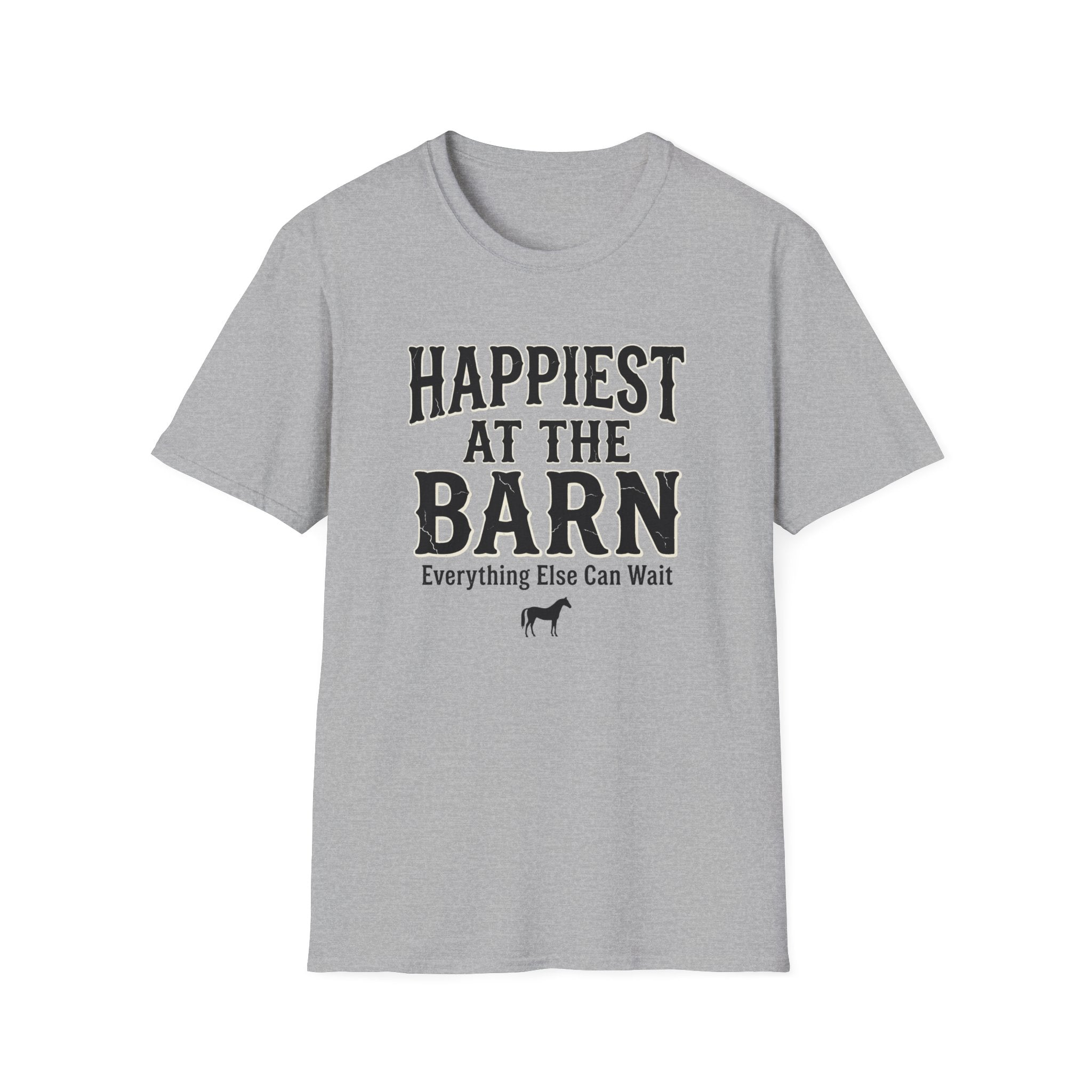 Happiest at the Barn T-Shirt — Rustic Farm Life Tee for Animal Lovers