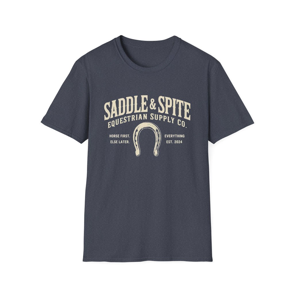 Saddle & Spite Equestrian T-Shirt — Vintage Horseshoe Graphic