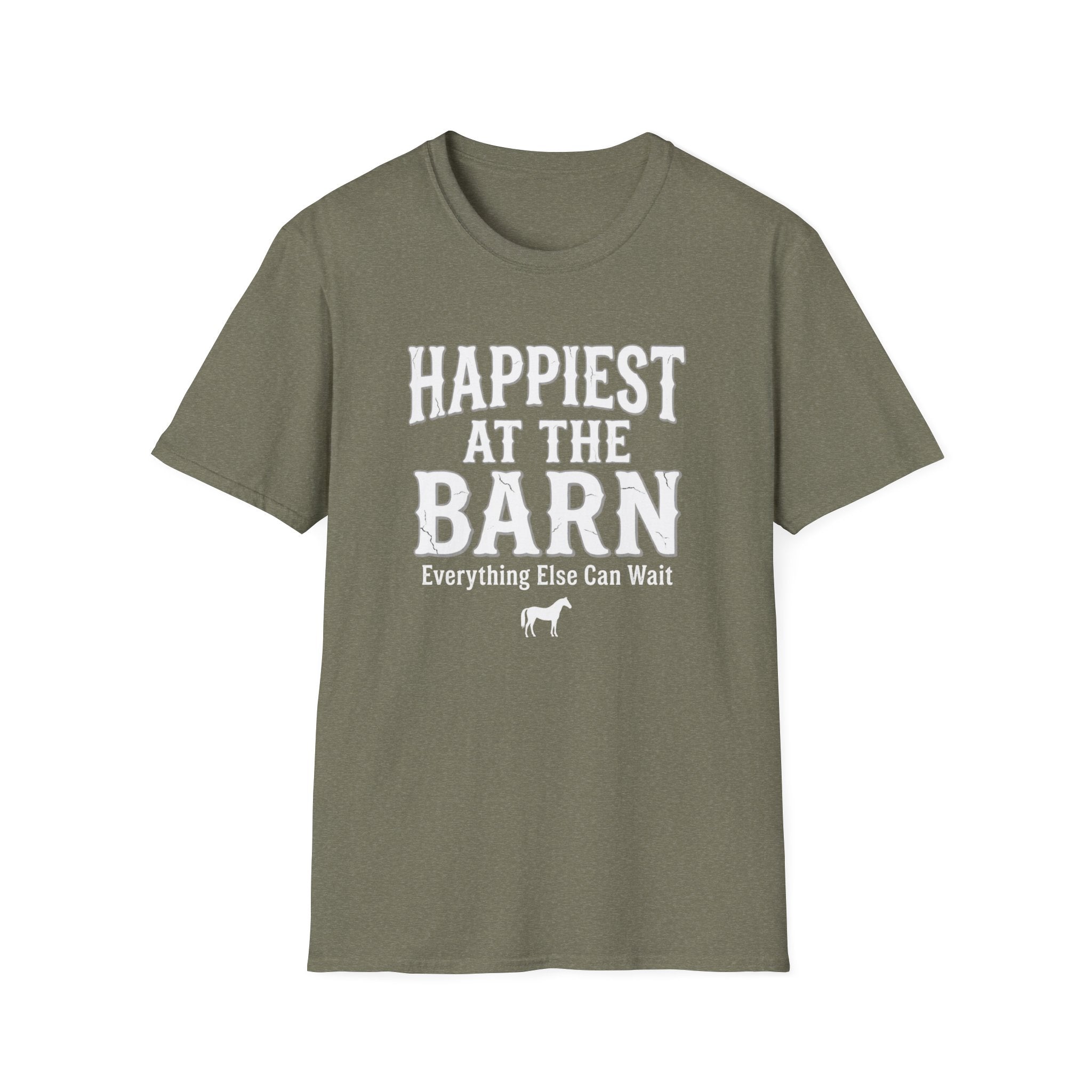 Happiest at the Barn T-Shirt — Rustic Farm Life Tee for Animal Lovers
