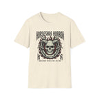 Horseshoe Horror Skull Tee - Gothic Flame Ram Skull Graphic T-Shirt
