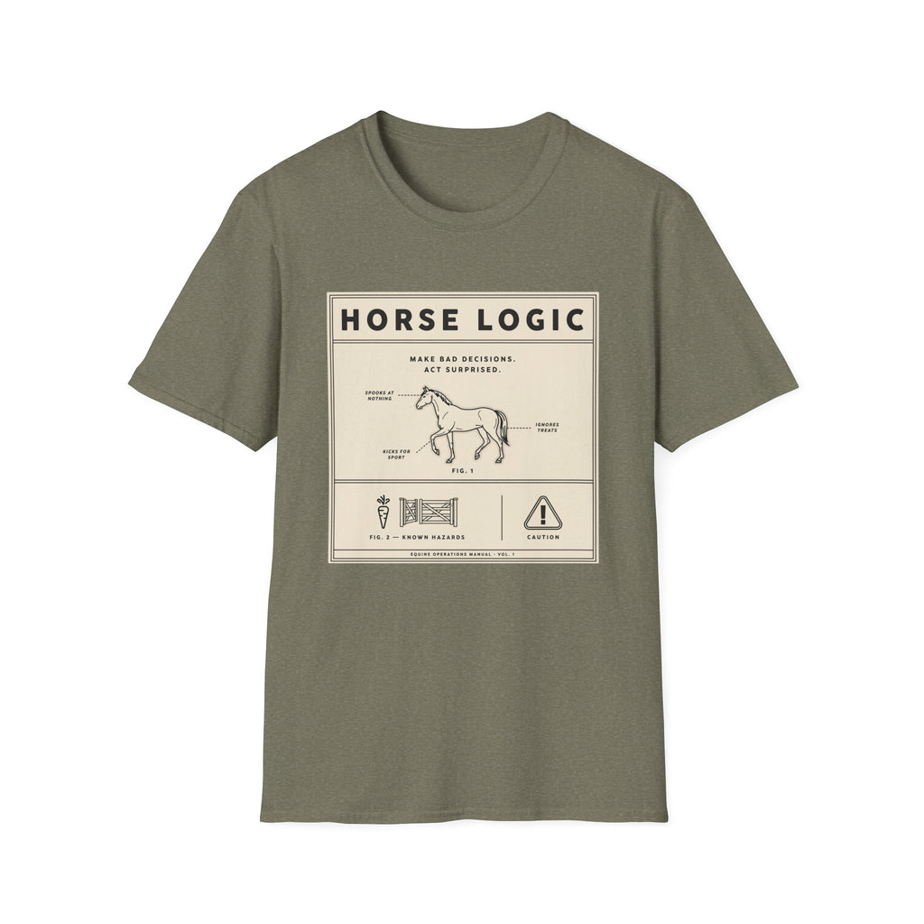 Horse Logic T-Shirt — Vintage Equestrian Diagram Tee (“Make Bad Decisions. Act Surprised.”)