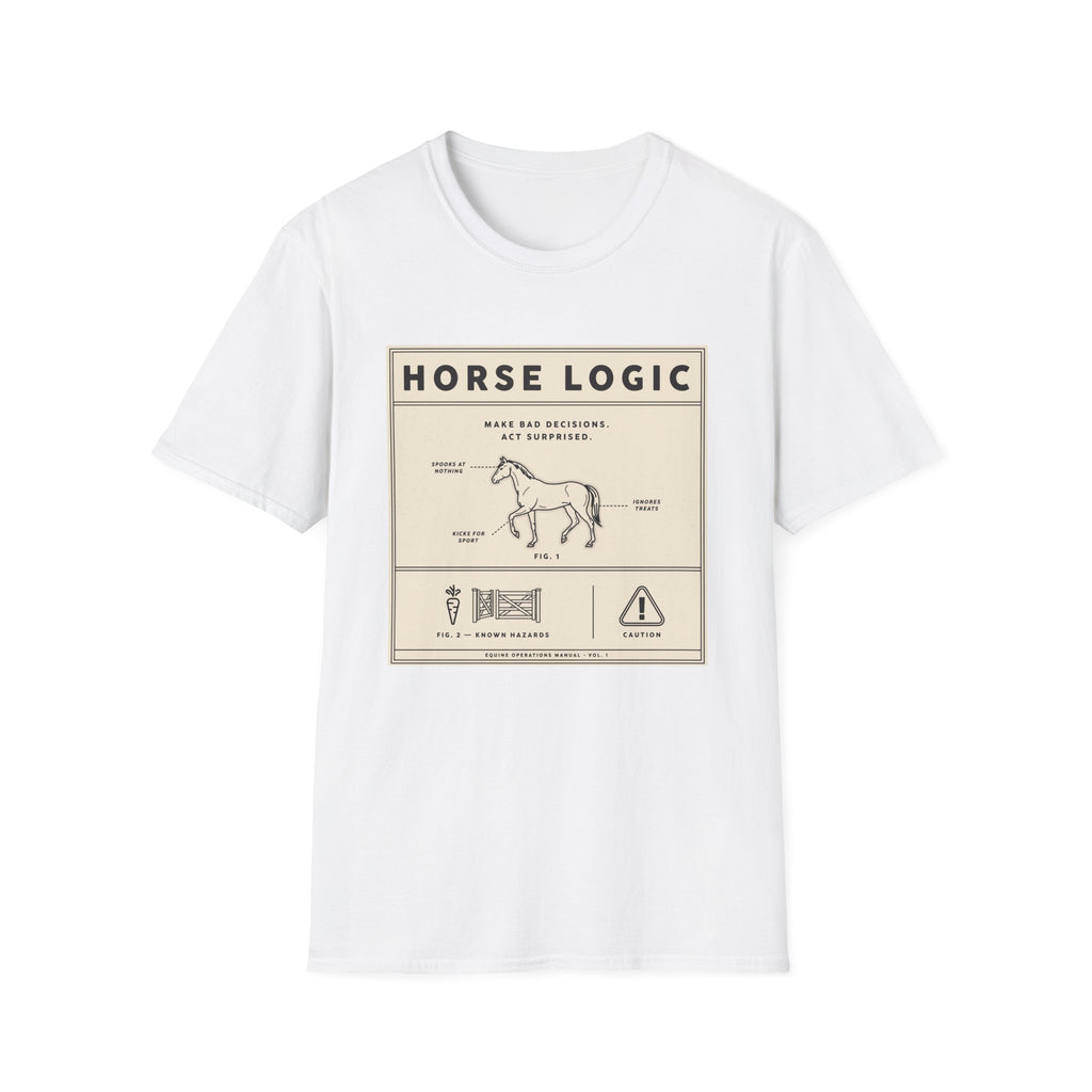 Horse Logic T-Shirt — Vintage Equestrian Diagram Tee (“Make Bad Decisions. Act Surprised.”)