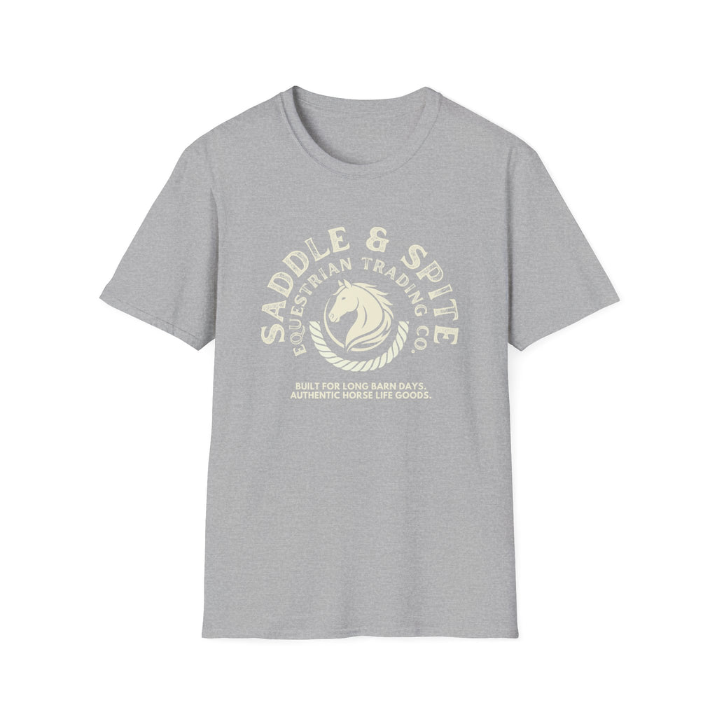 Saddle & Spite Equestrian T‑Shirt — Vintage Horse Riding Logo Tee