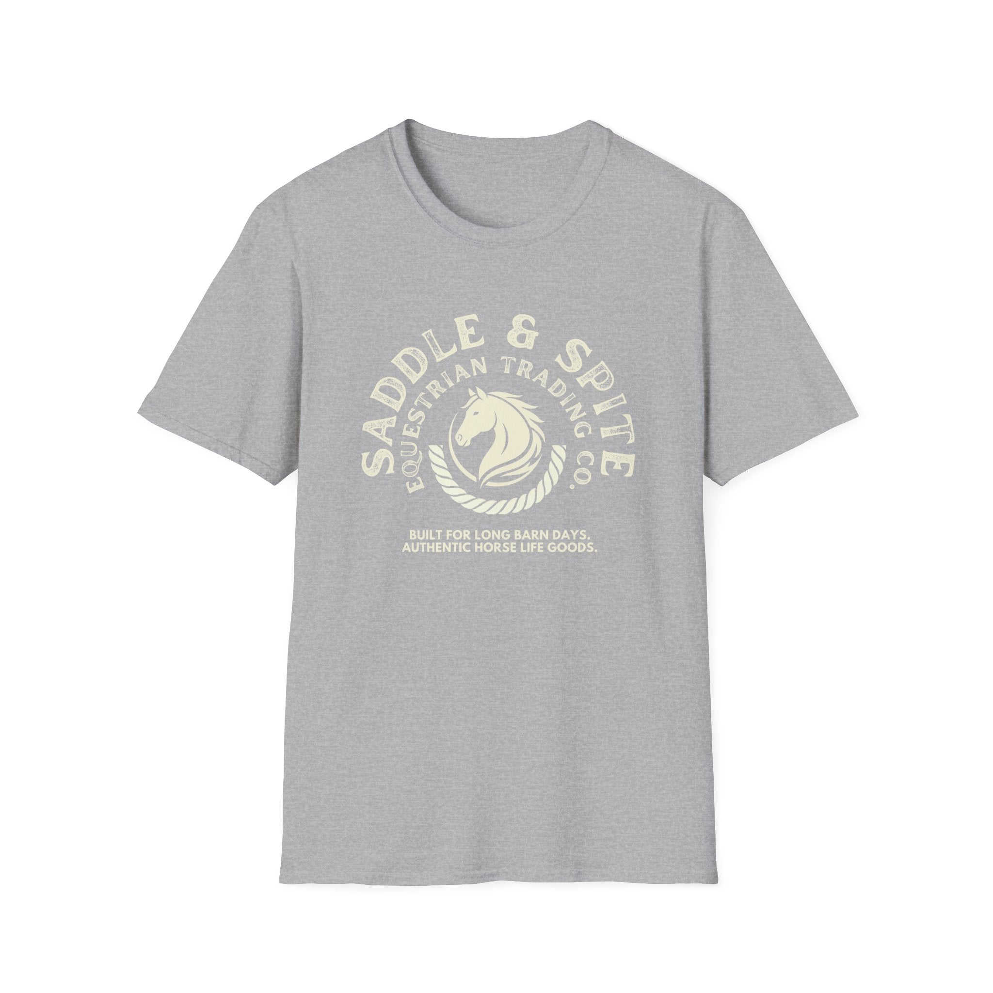 Saddle & Spite Equestrian T‑Shirt — Vintage Horse Riding Logo Tee