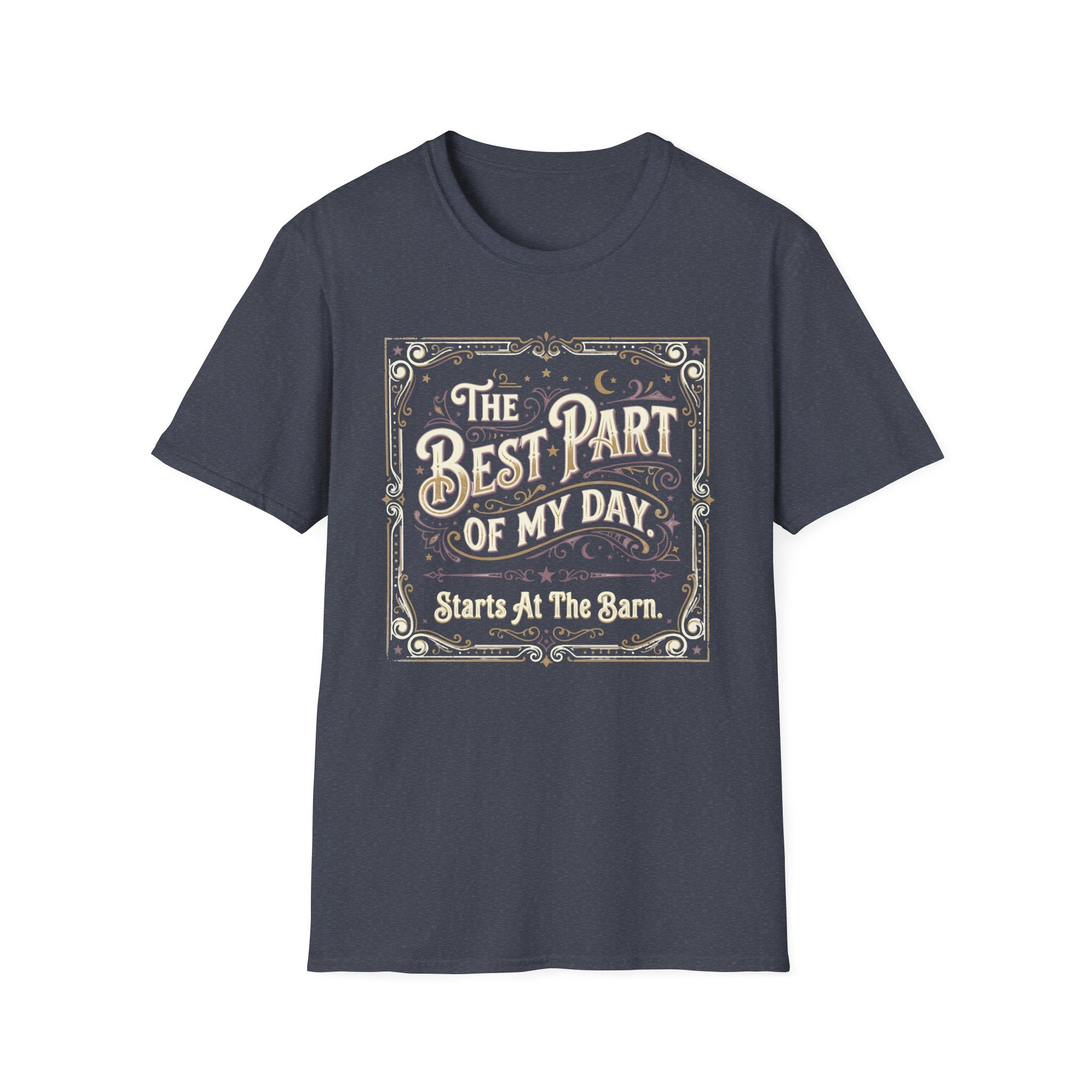 T-Shirt — "The Best Part of My Day Starts at the Barn" Vintage Equestrian Tee