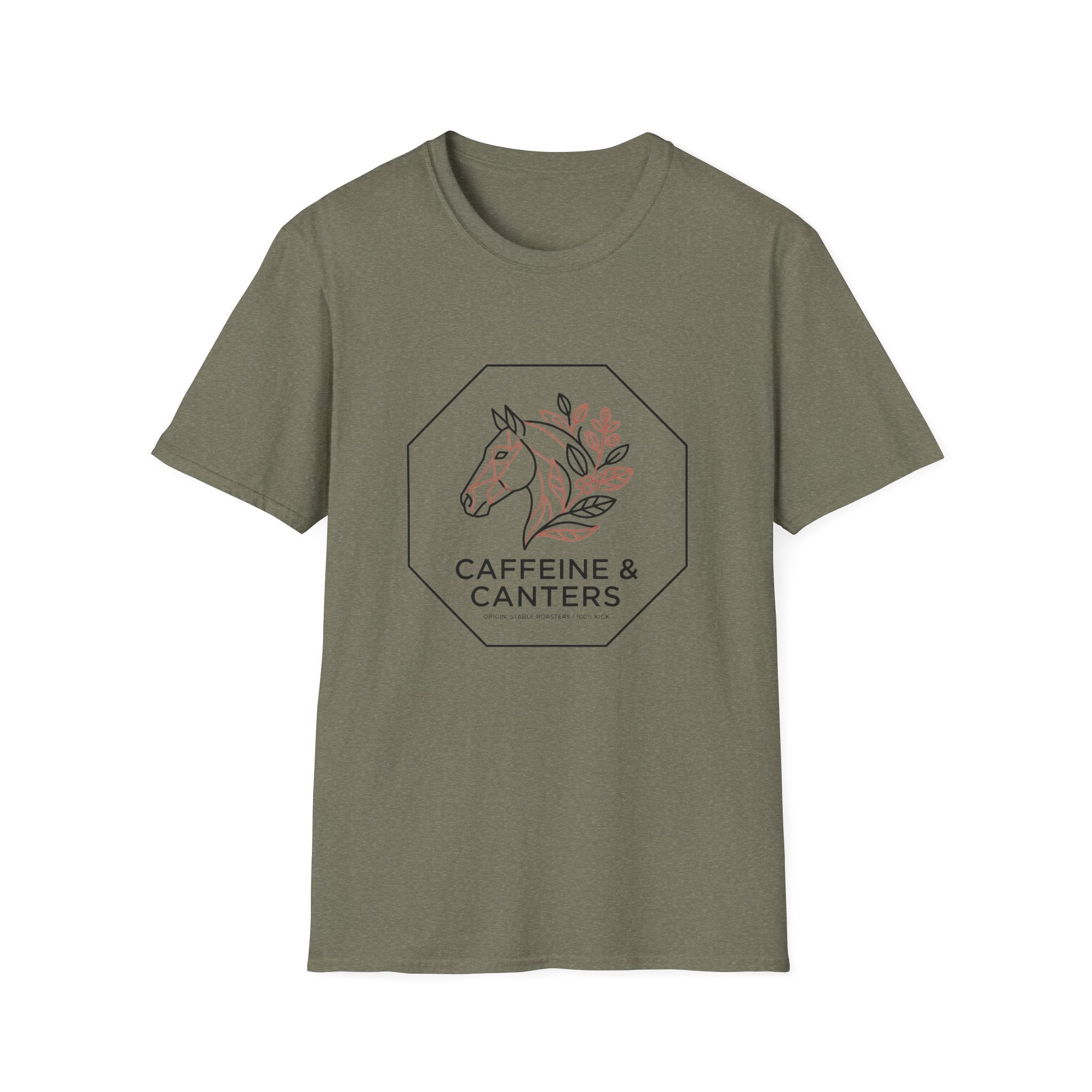 Caffeine & Canters Horse T-Shirt — Floral Equestrian Graphic Tee