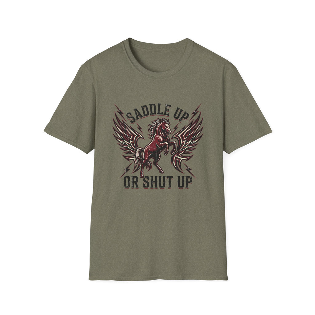 Saddle Up or Shut Up T-Shirt — Winged Horse Equestrian Graphic Tee