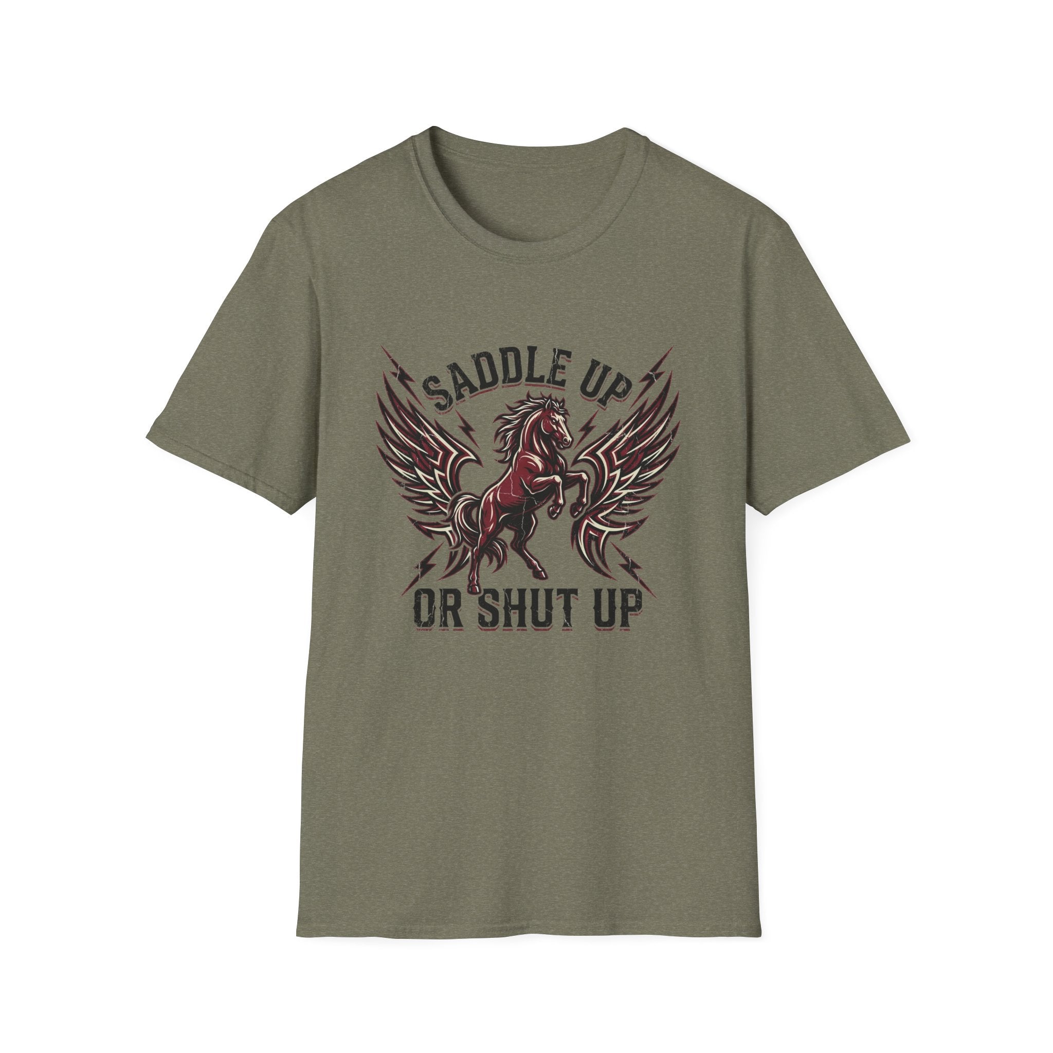 Saddle Up or Shut Up T-Shirt — Winged Horse Equestrian Graphic Tee