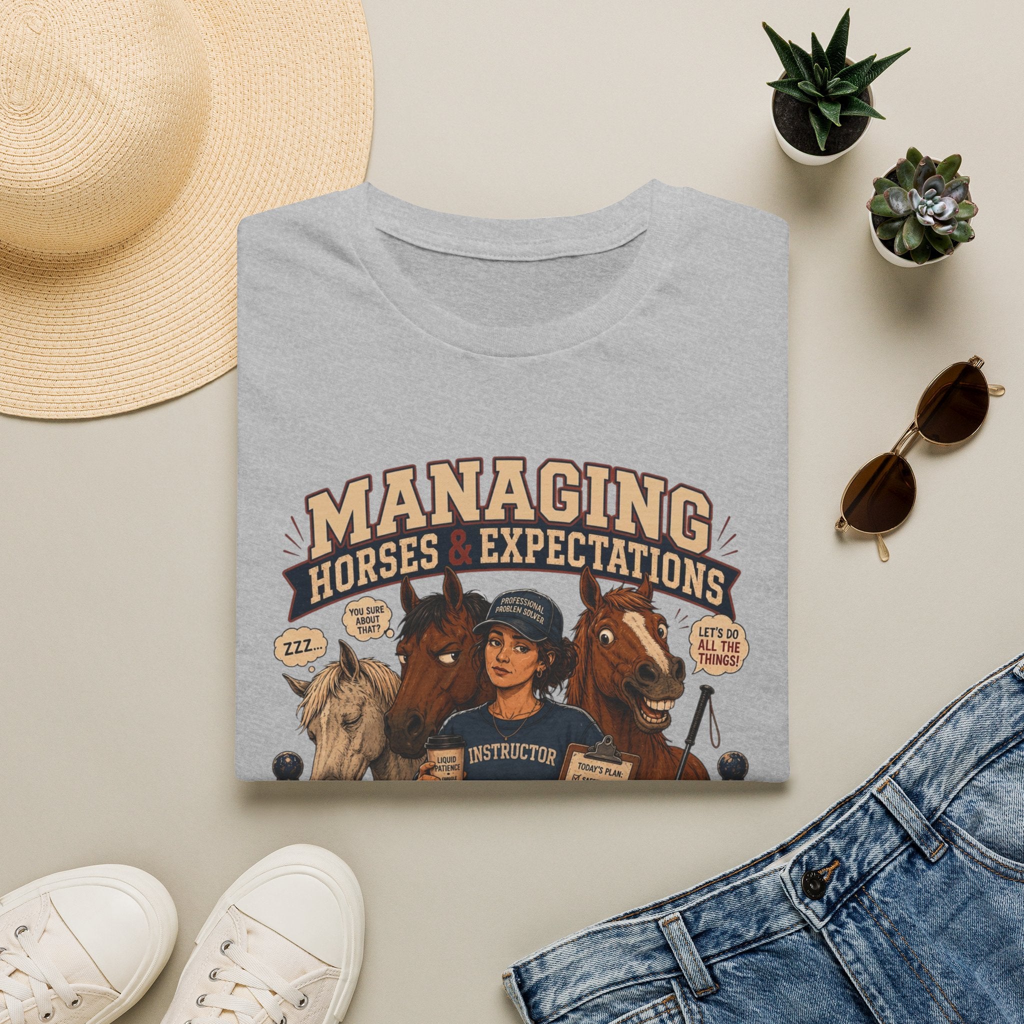 Managing Horses & Expectations T-Shirt — Funny Equestrian Instructor Tee