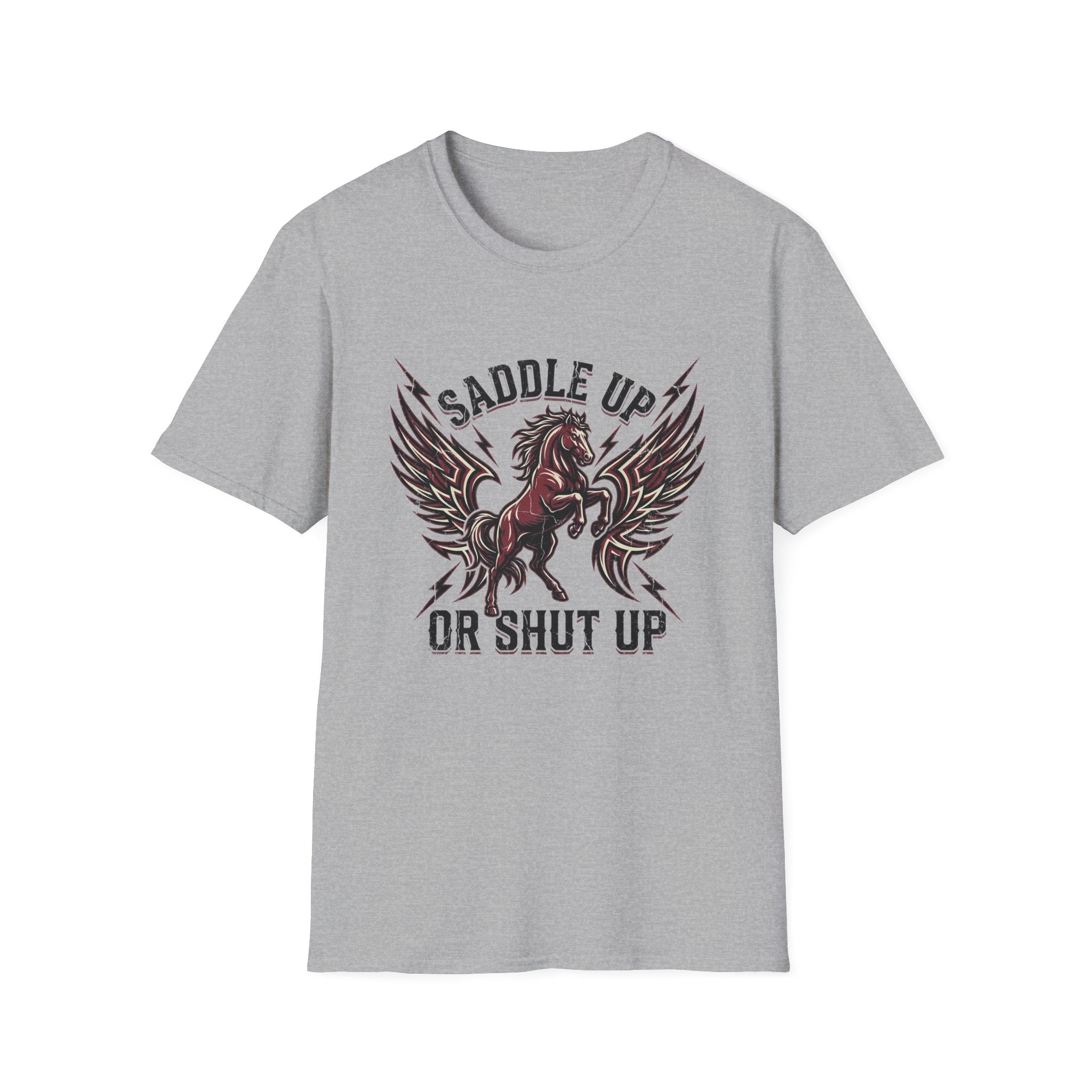 Saddle Up or Shut Up T-Shirt — Winged Horse Equestrian Graphic Tee