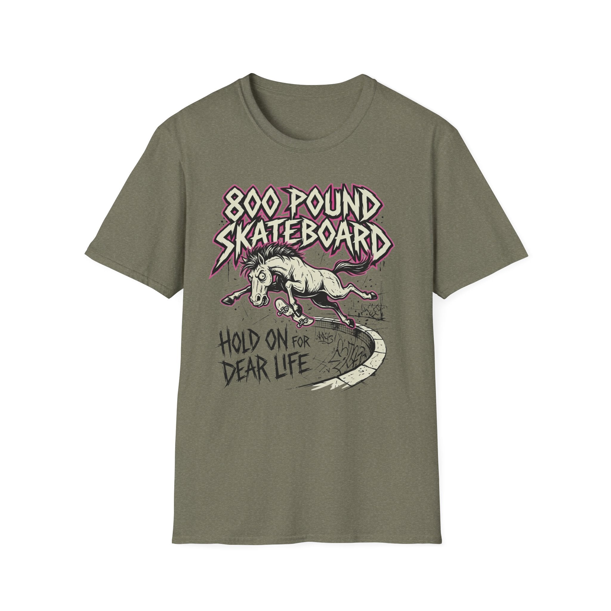 800 Pound Skateboard T‑Shirt — 'Hold On For Dear Life' Vintage Skate Graphic