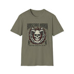 Horseshoe Horror Skull Tee - Gothic Flame Ram Skull Graphic T-Shirt