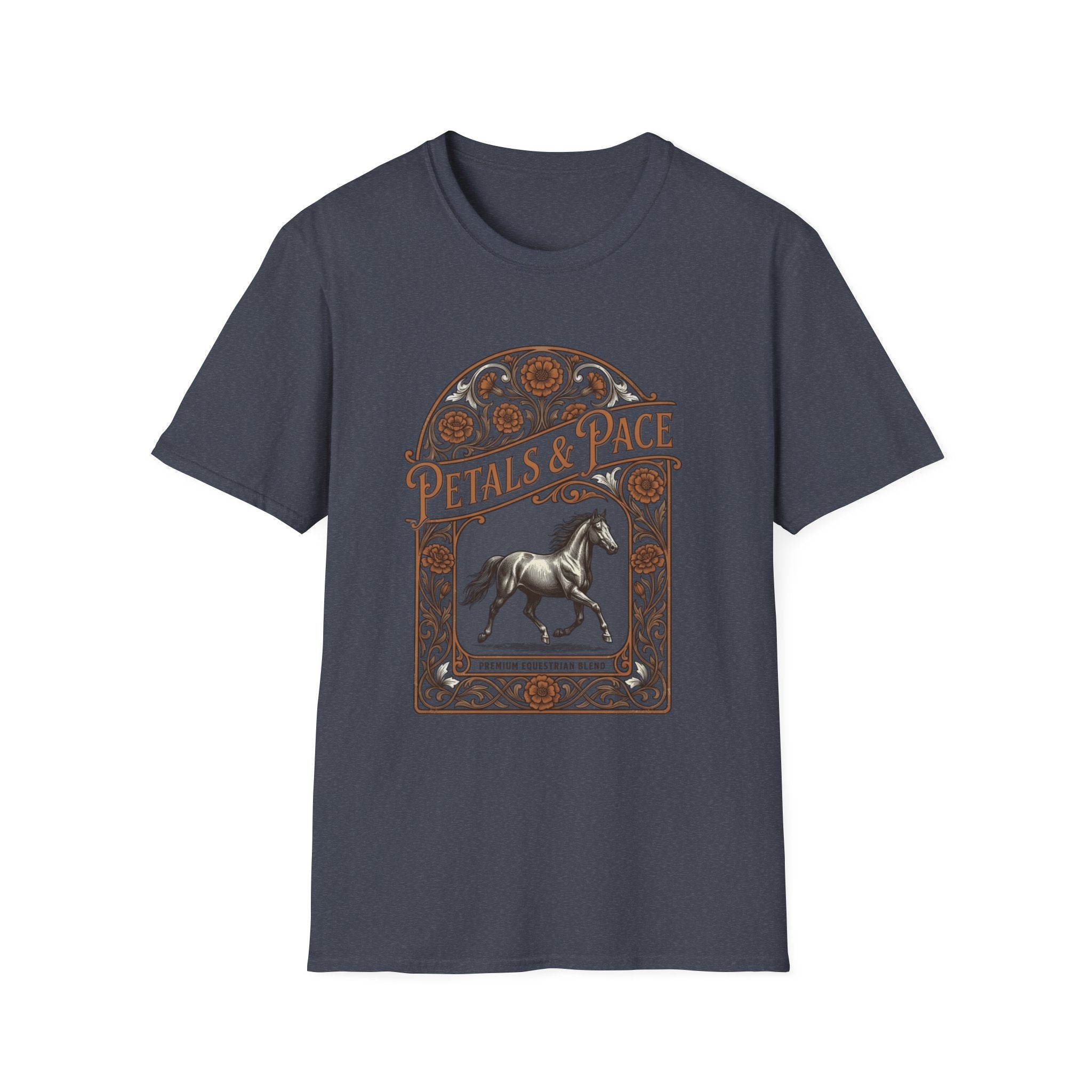 Petals & Pace Horse T-Shirt — Vintage Floral Equestrian Tee