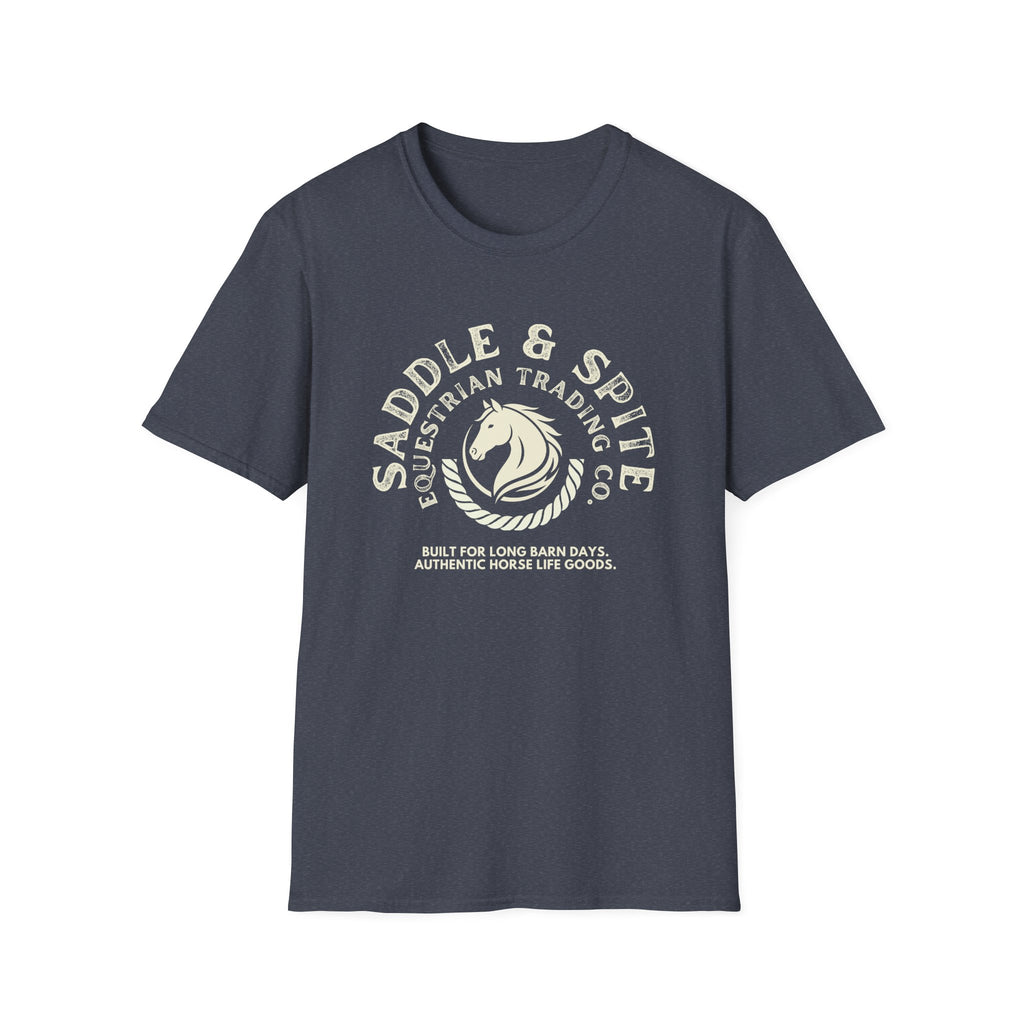 Saddle & Spite Equestrian T‑Shirt — Vintage Horse Riding Logo Tee