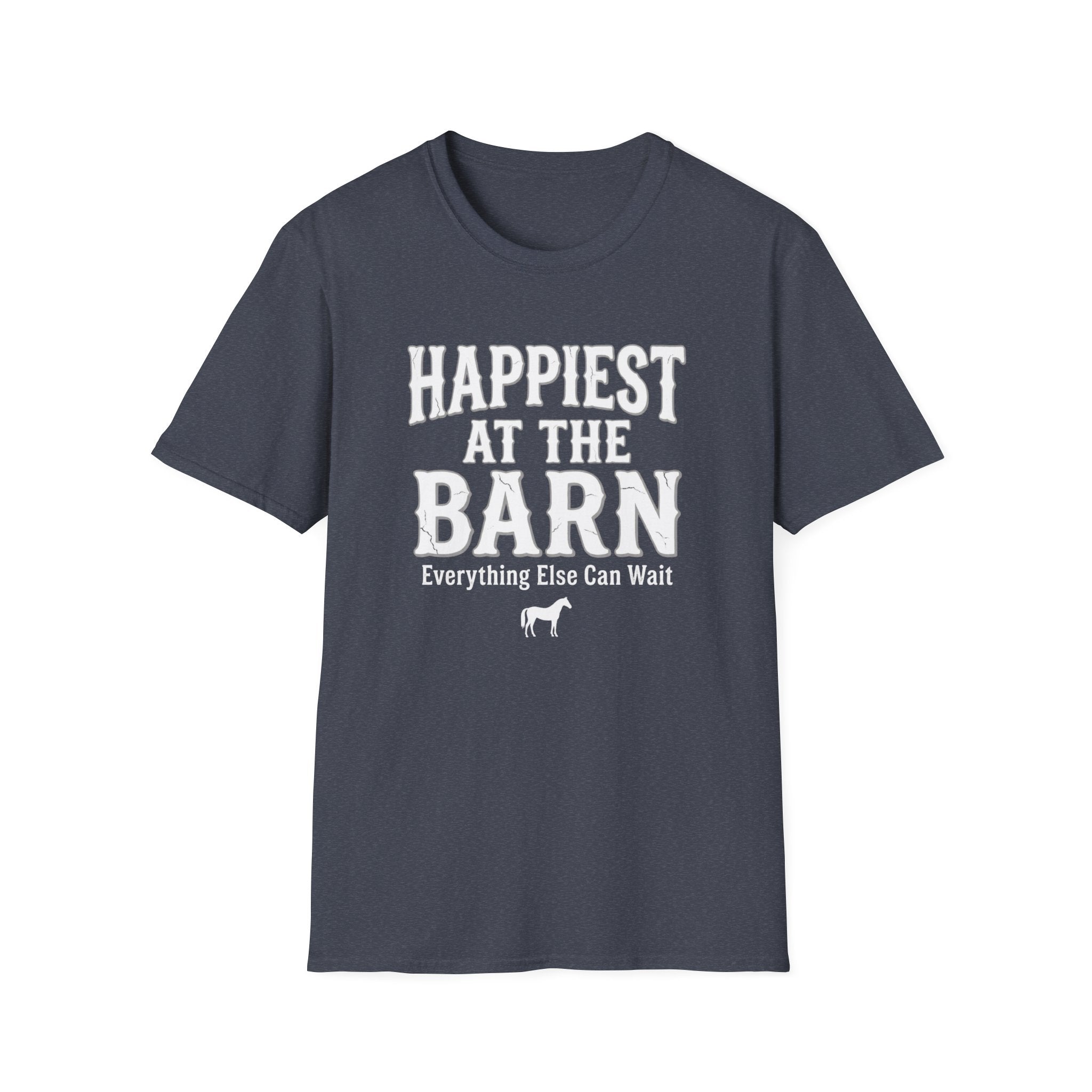 Happiest at the Barn T-Shirt — Rustic Farm Life Tee for Animal Lovers