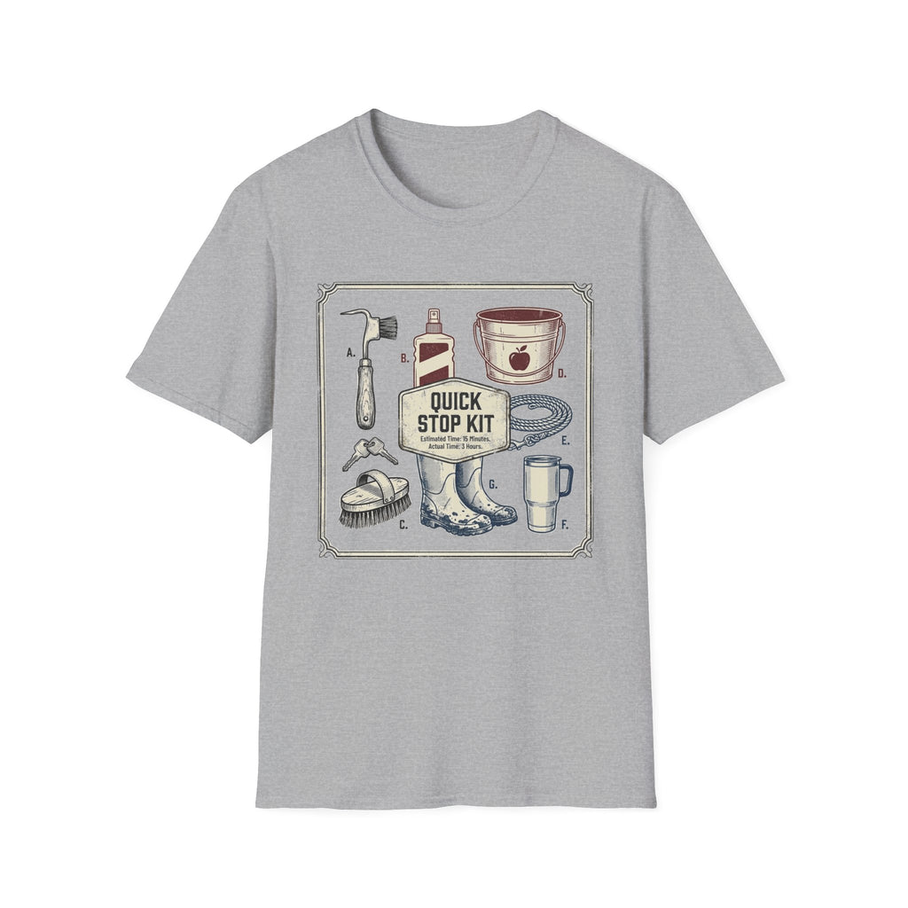 Quick Stop Kit T-Shirt — Vintage Roadside Emergency Illustration
