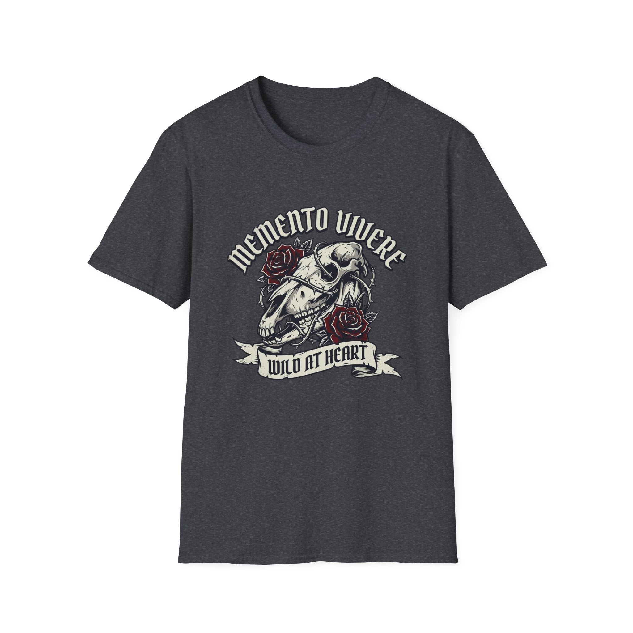 Memento Vivere Skull & Roses T-Shirt — "Wild at Heart" Graphic Tee