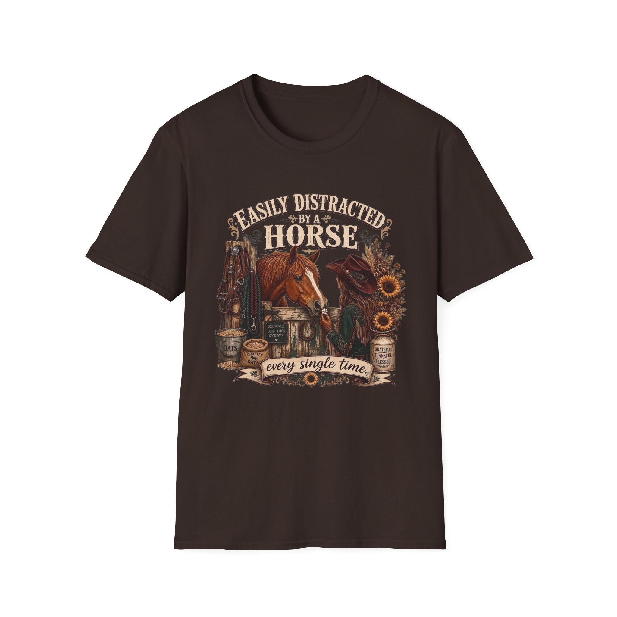 Easily Distracted by a Horse T-Shirt — Vintage Horse Lover Graphic Tee