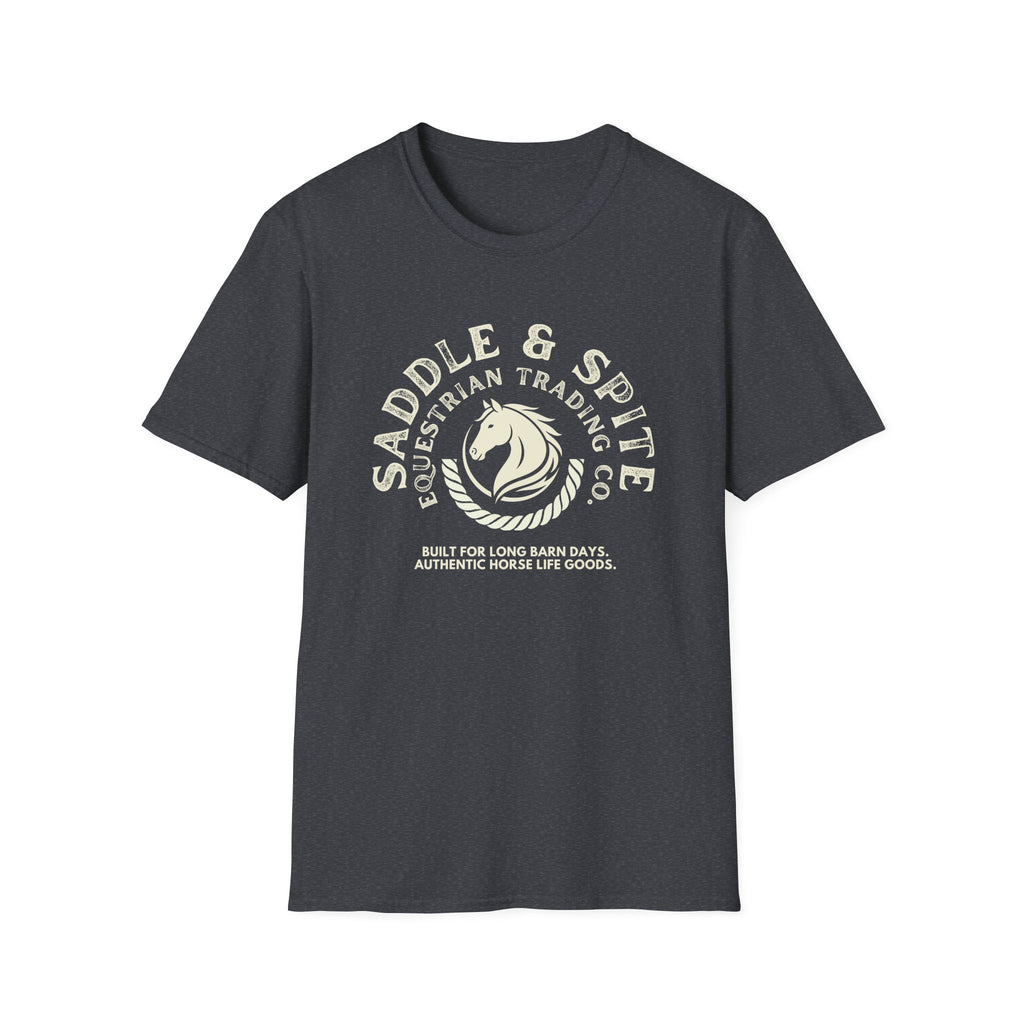 Saddle & Spite Equestrian T‑Shirt — Vintage Horse Riding Logo Tee
