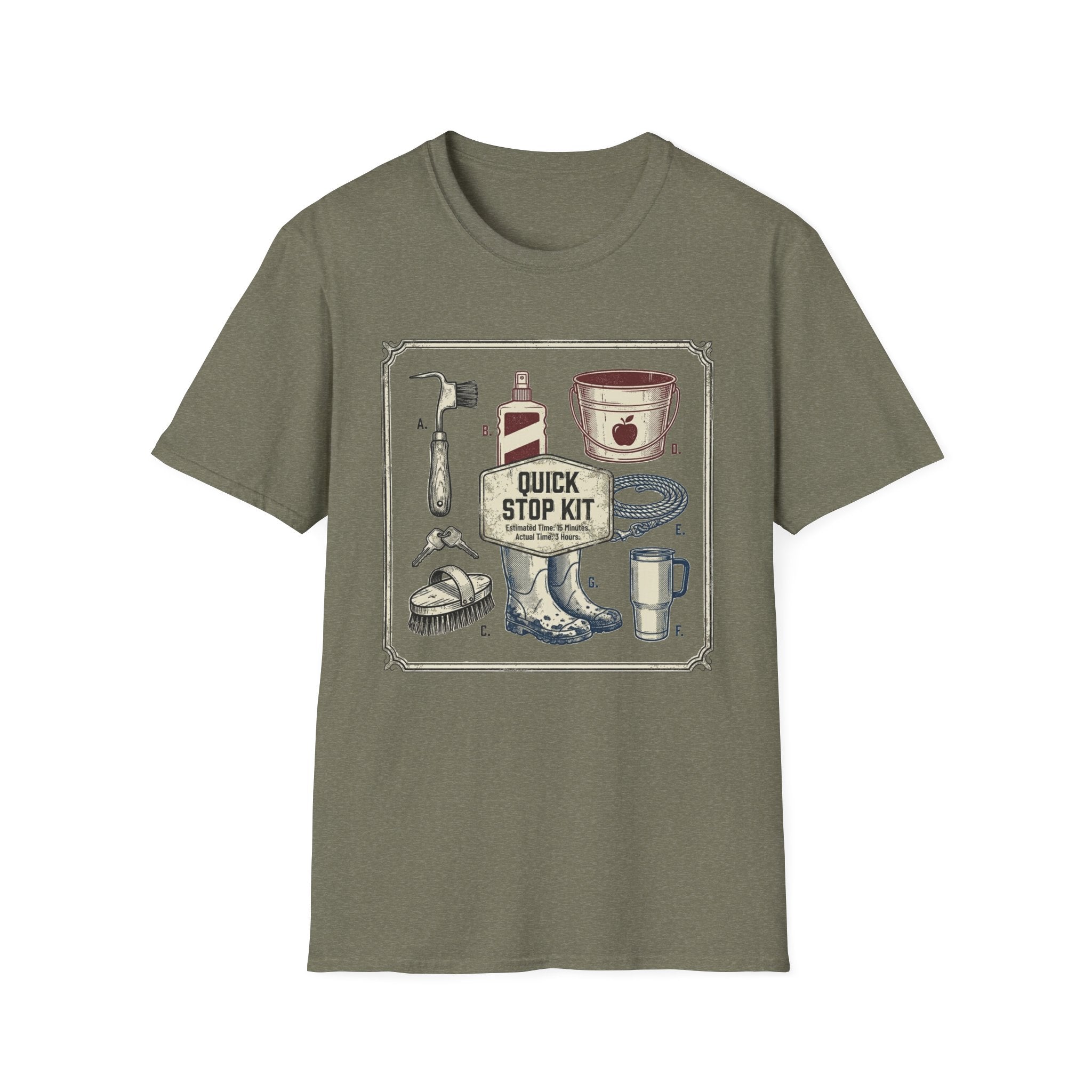 Quick Stop Kit T-Shirt — Vintage Roadside Emergency Illustration