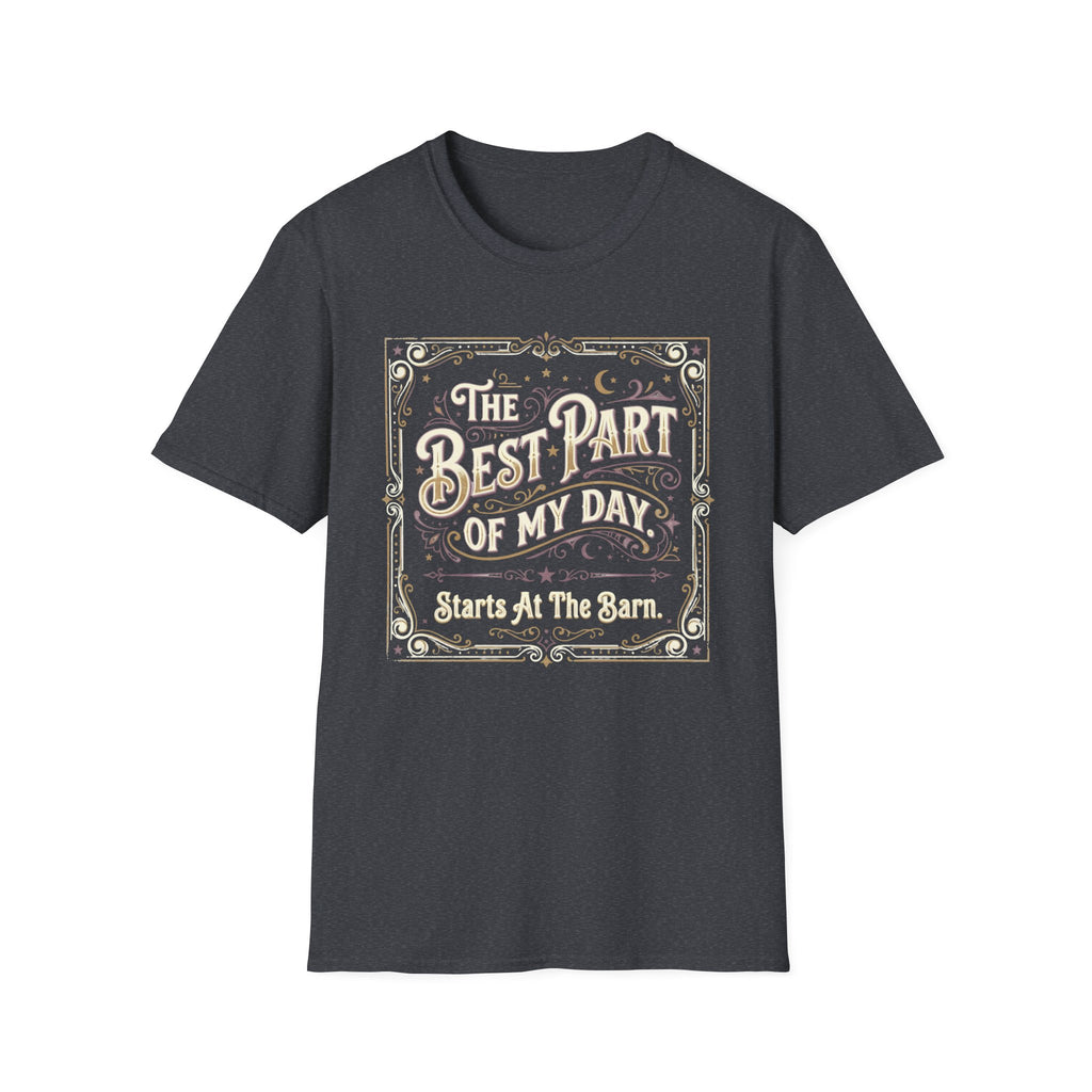 T-Shirt — "The Best Part of My Day Starts at the Barn" Vintage Equestrian Tee