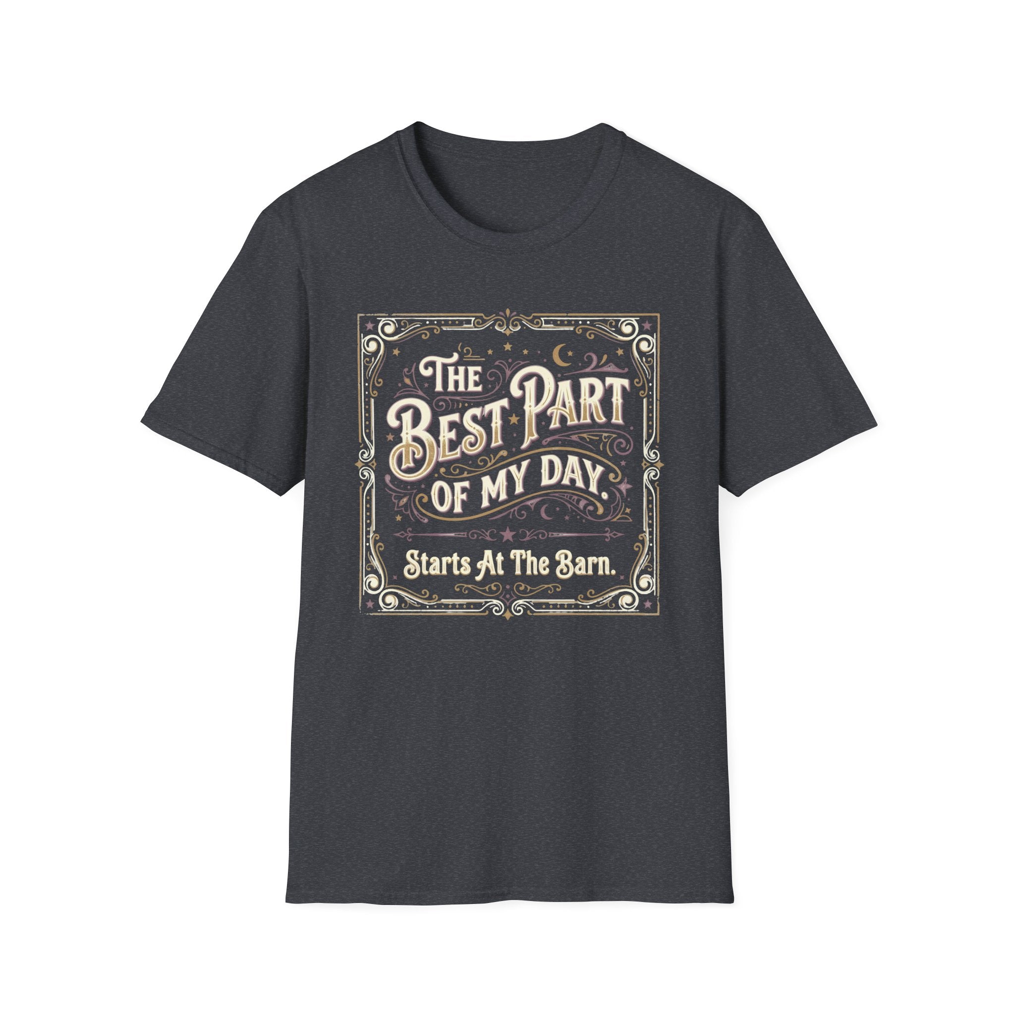 T-Shirt — "The Best Part of My Day Starts at the Barn" Vintage Equestrian Tee