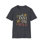 Ride Fast Die Wild T-Shirt — Vintage Biker Lightning Stars Tee
